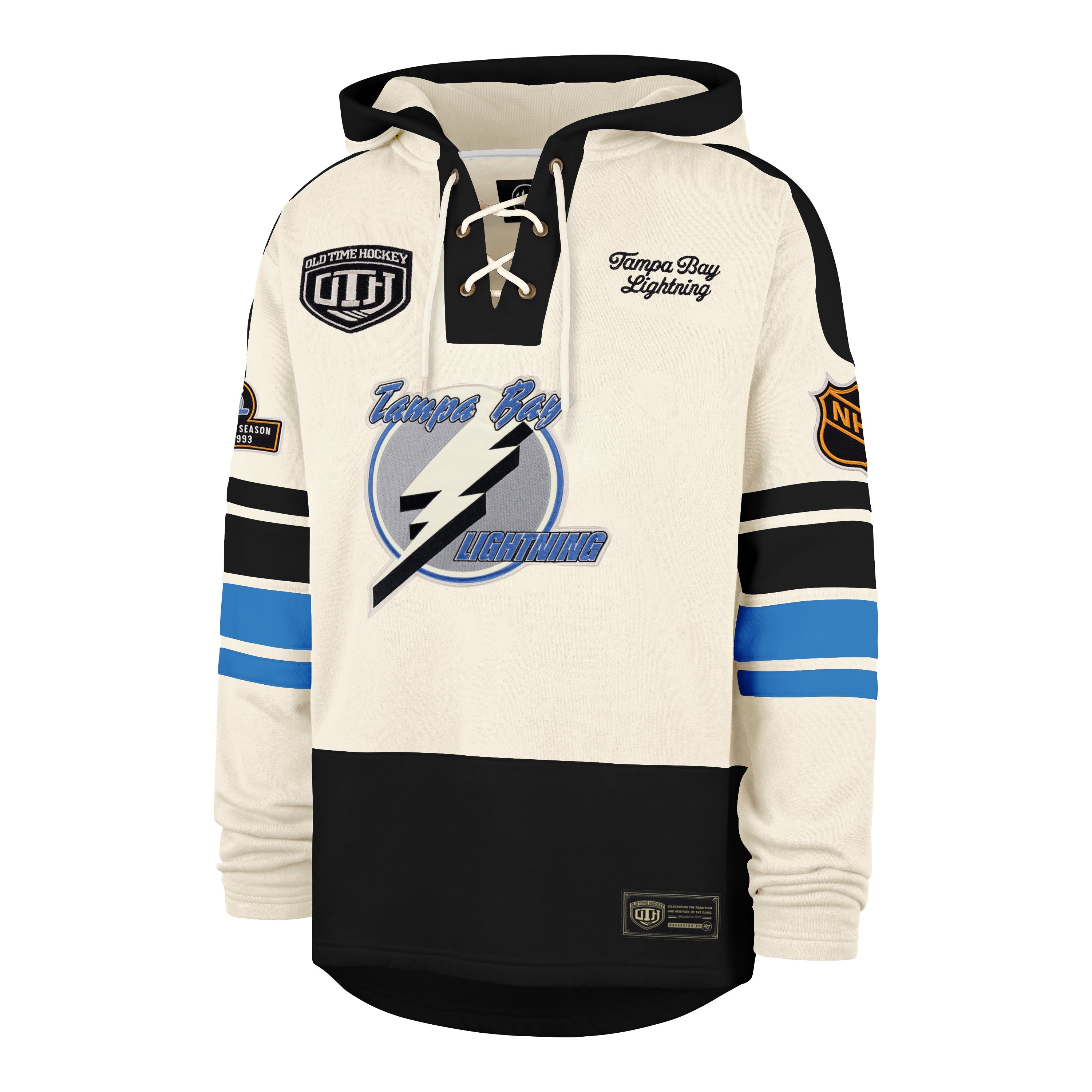 OLD TIME HOCKEY TAMPA BAY LIGHTNING VINTAGE PUCK DROP DUAL '47 HERITAGE LACER CREAM