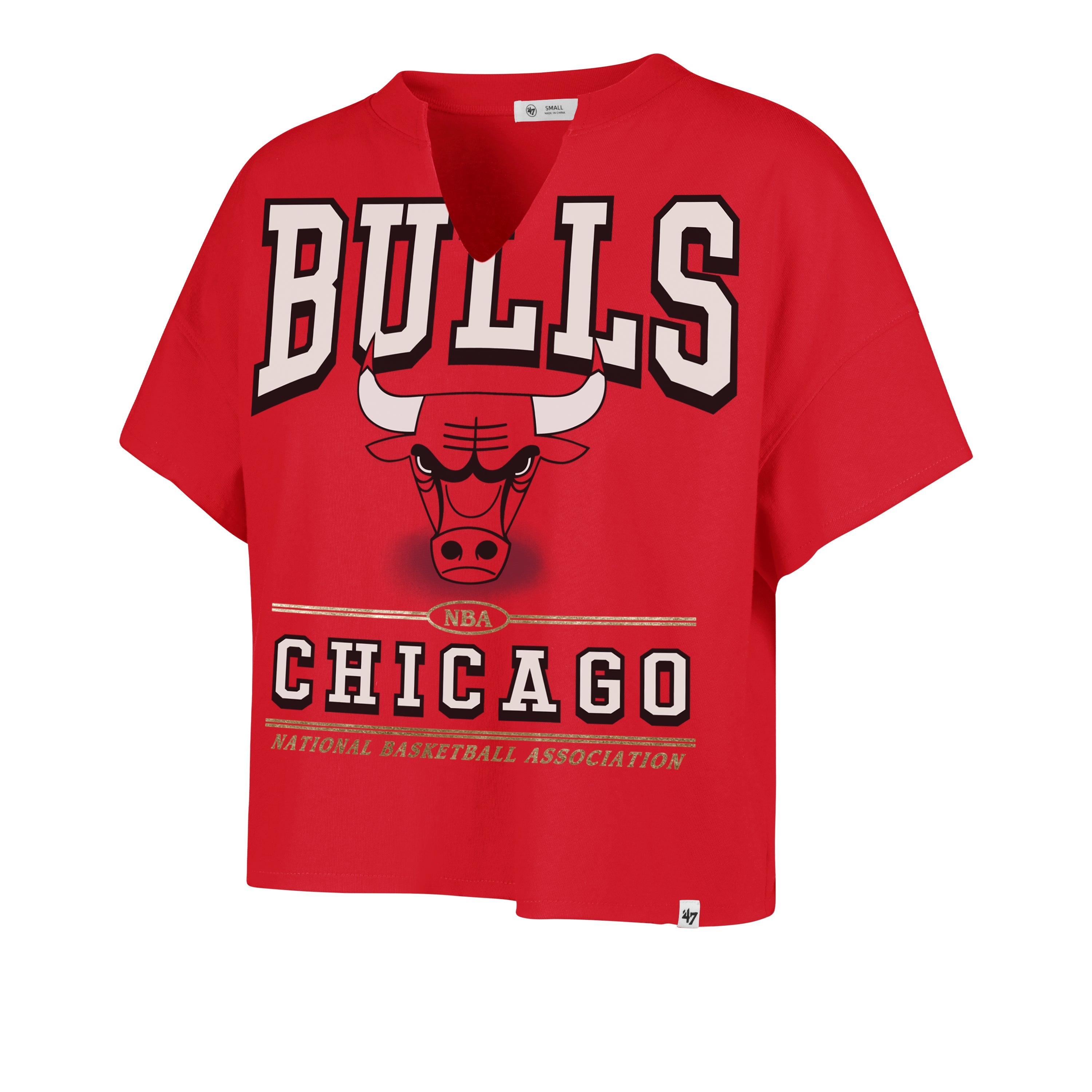 CHICAGO BULLS ELATION OVERSIZED '47 NOTCH NECK TEE WOMENS RED