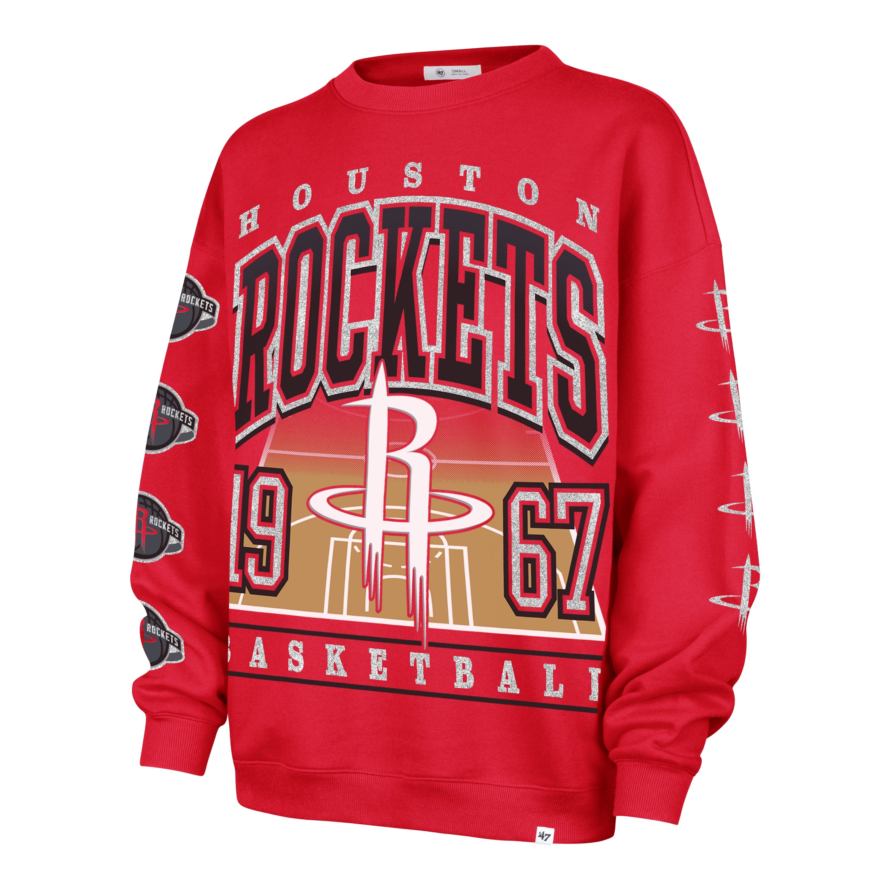 HOUSTON ROCKETS GO BIG '47 OVERSIZED CREW WOMENS RED