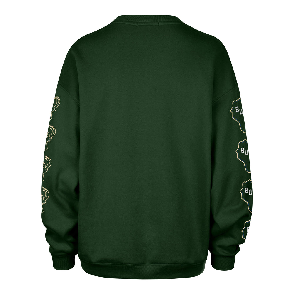 MILWAUKEE BUCKS GO BIG '47 OVERSIZED CREW WOMENS DARK GREEN