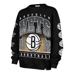 BROOKLYN NETS GO BIG '47 OVERSIZED CREW WOMENS JET BLACK