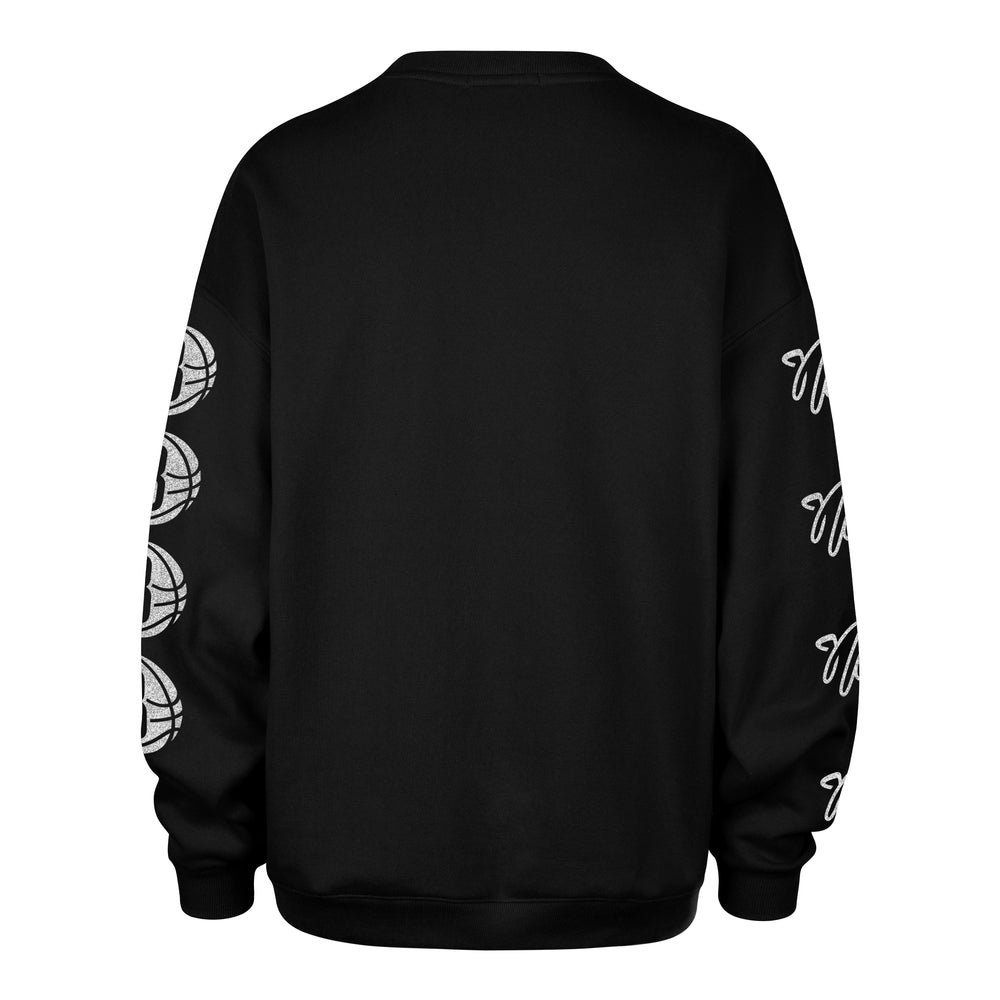 BROOKLYN NETS GO BIG '47 OVERSIZED CREW WOMENS JET BLACK