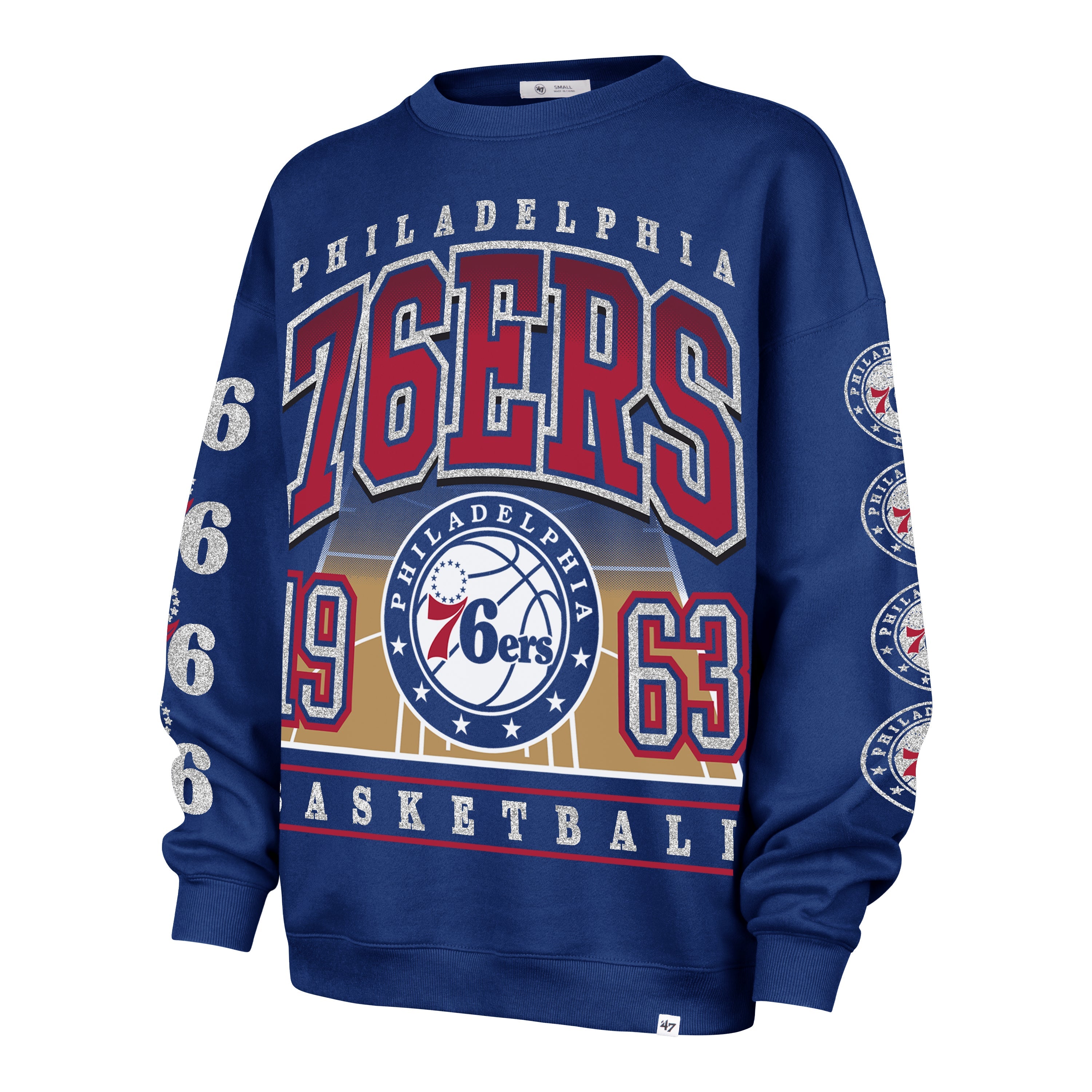 PHILADELPHIA 76ERS GO BIG OVERSIZED CREW WOMENS ROYAL