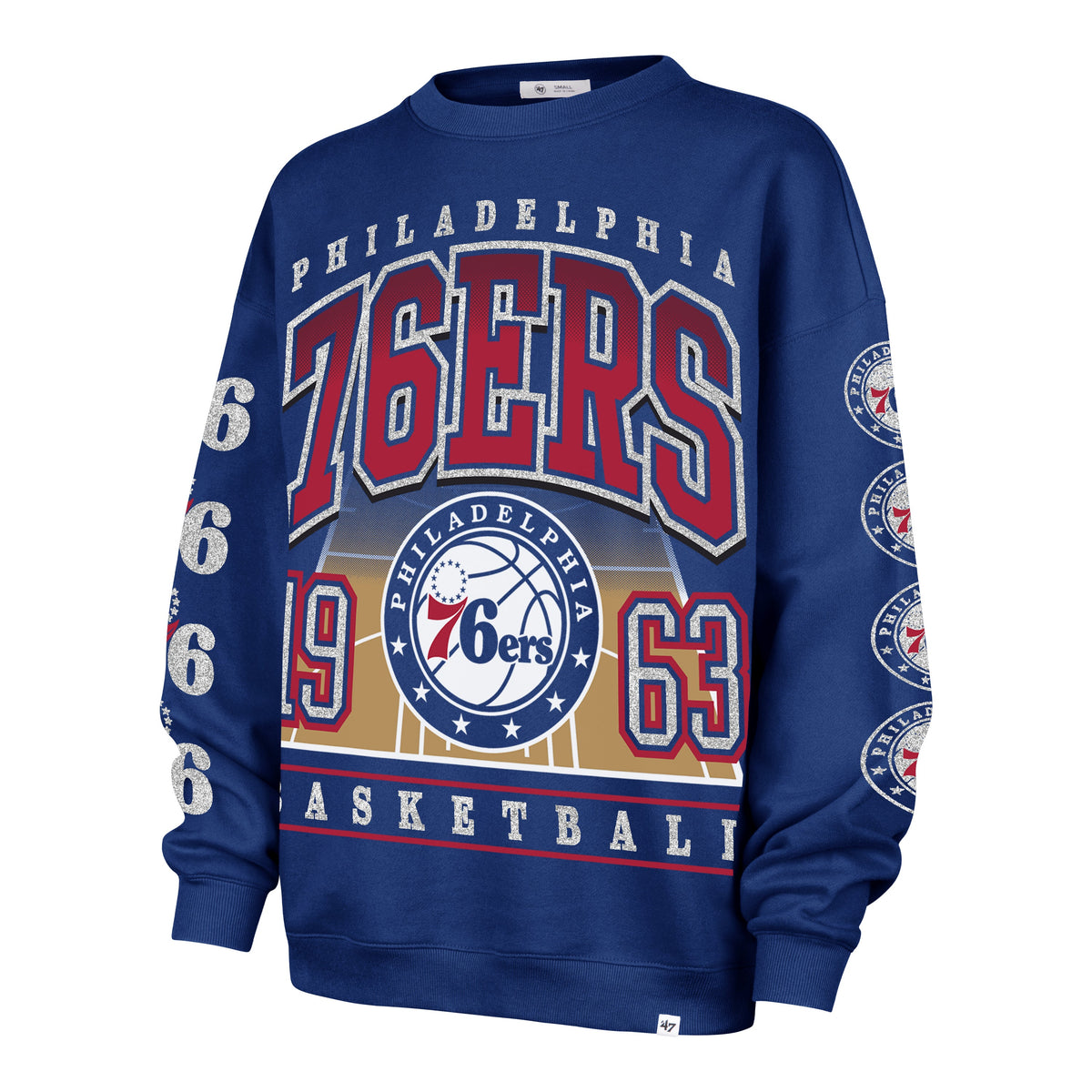 PHILADELPHIA 76ERS GO BIG OVERSIZED CREW WOMENS ROYAL