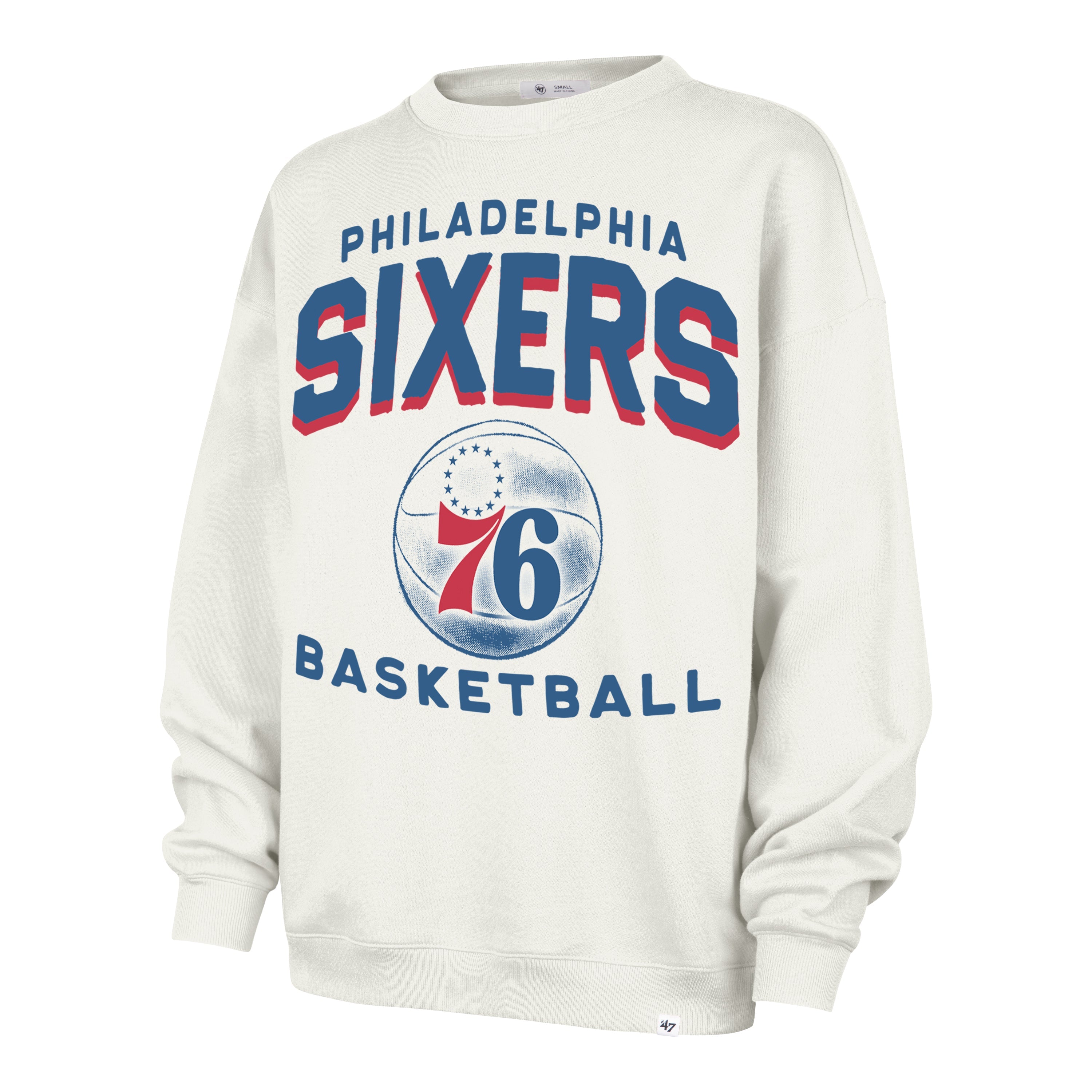 PHILADELPHIA 76ERS ARCH CLOUD '47 OVERSIZED CREW WOMENS SANDSTONE