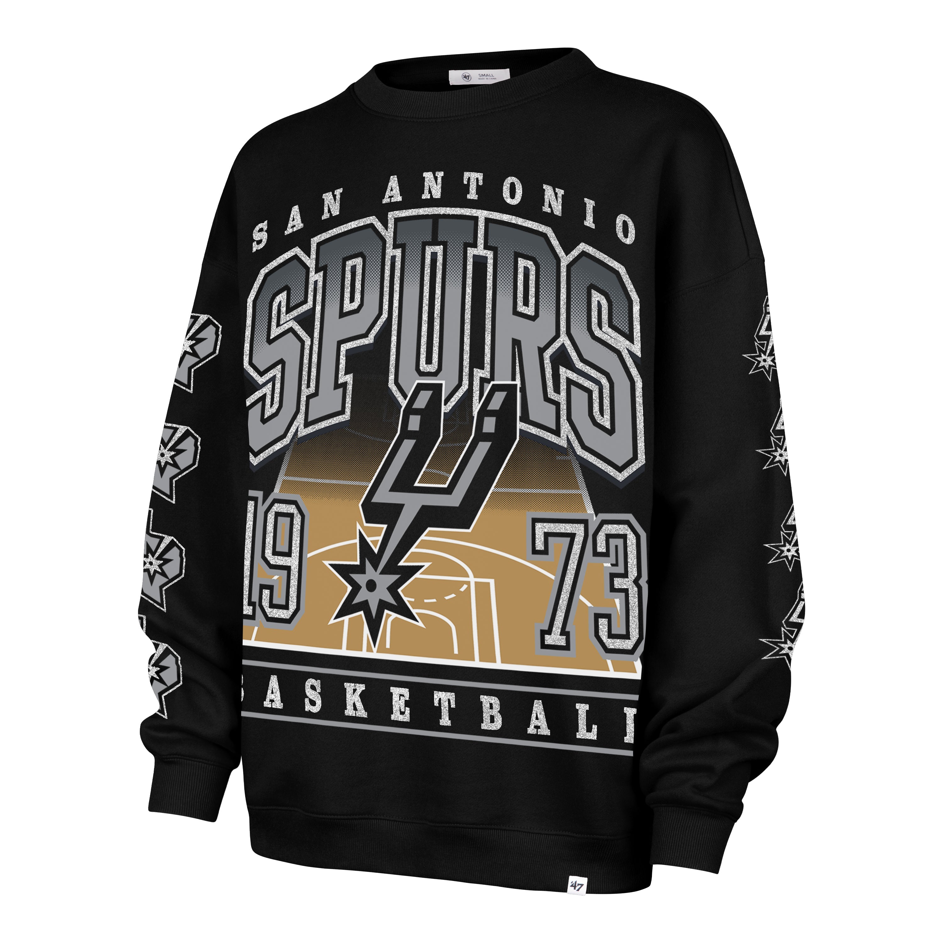 SAN ANTONIO SPURS GO BIG '47 OVERSIZED CREW WOMENS JET BLACK