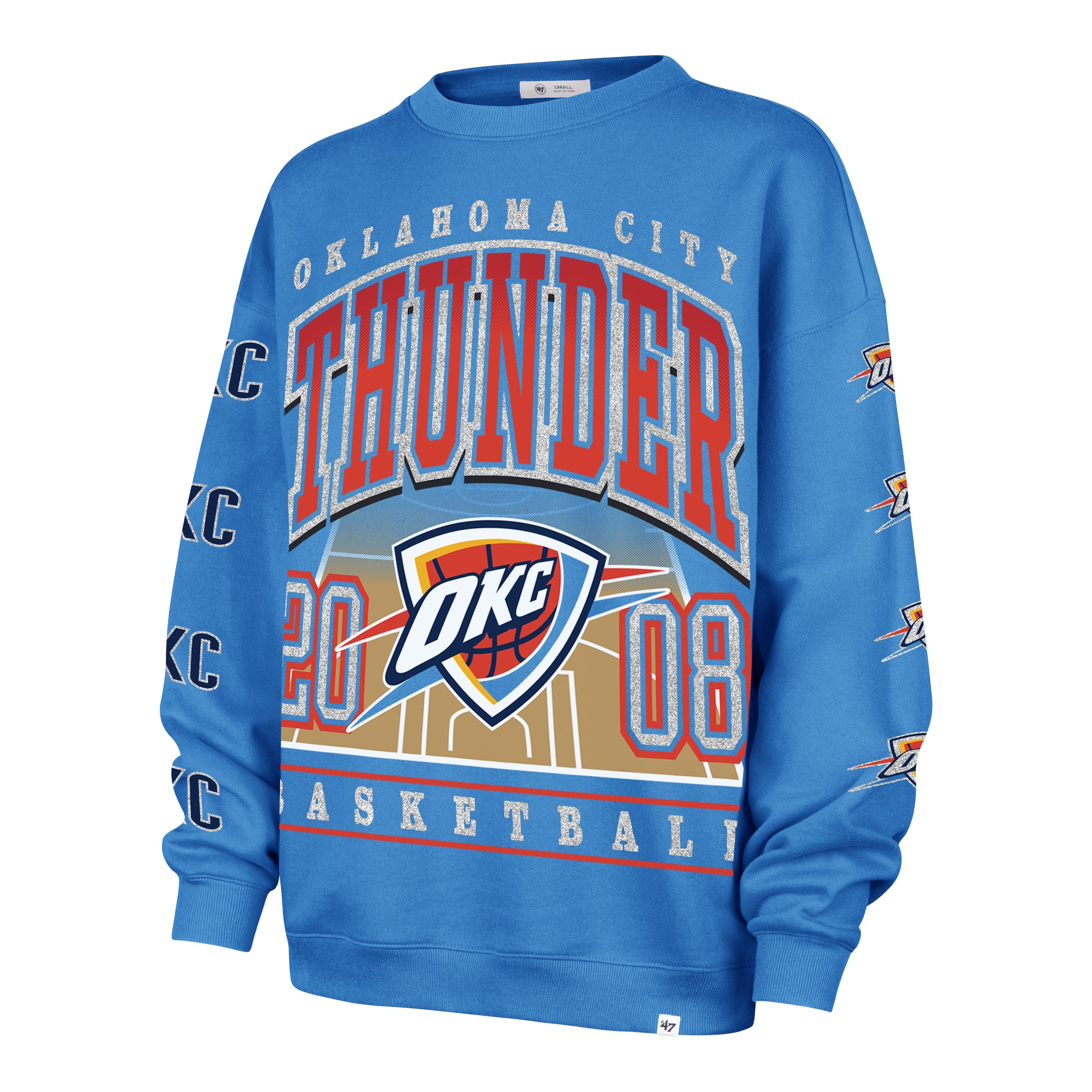 OKLAHOMA CITY THUNDER GO BIG '47 OVERSIZED CREW WOMENS BLUE RAZ