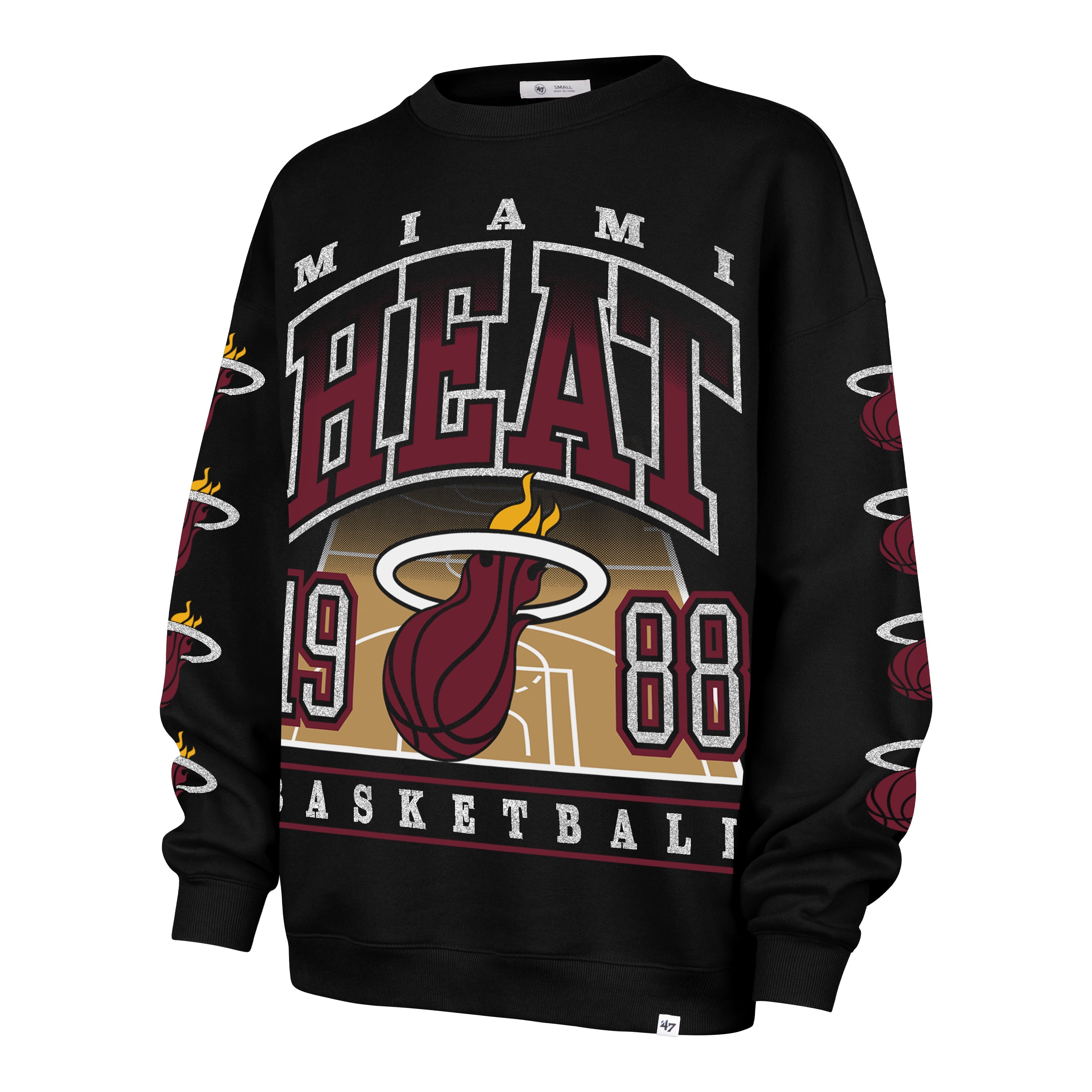 MIAMI HEAT GO BIG '47 OVERSIZED CREW WOMENS JET BLACK