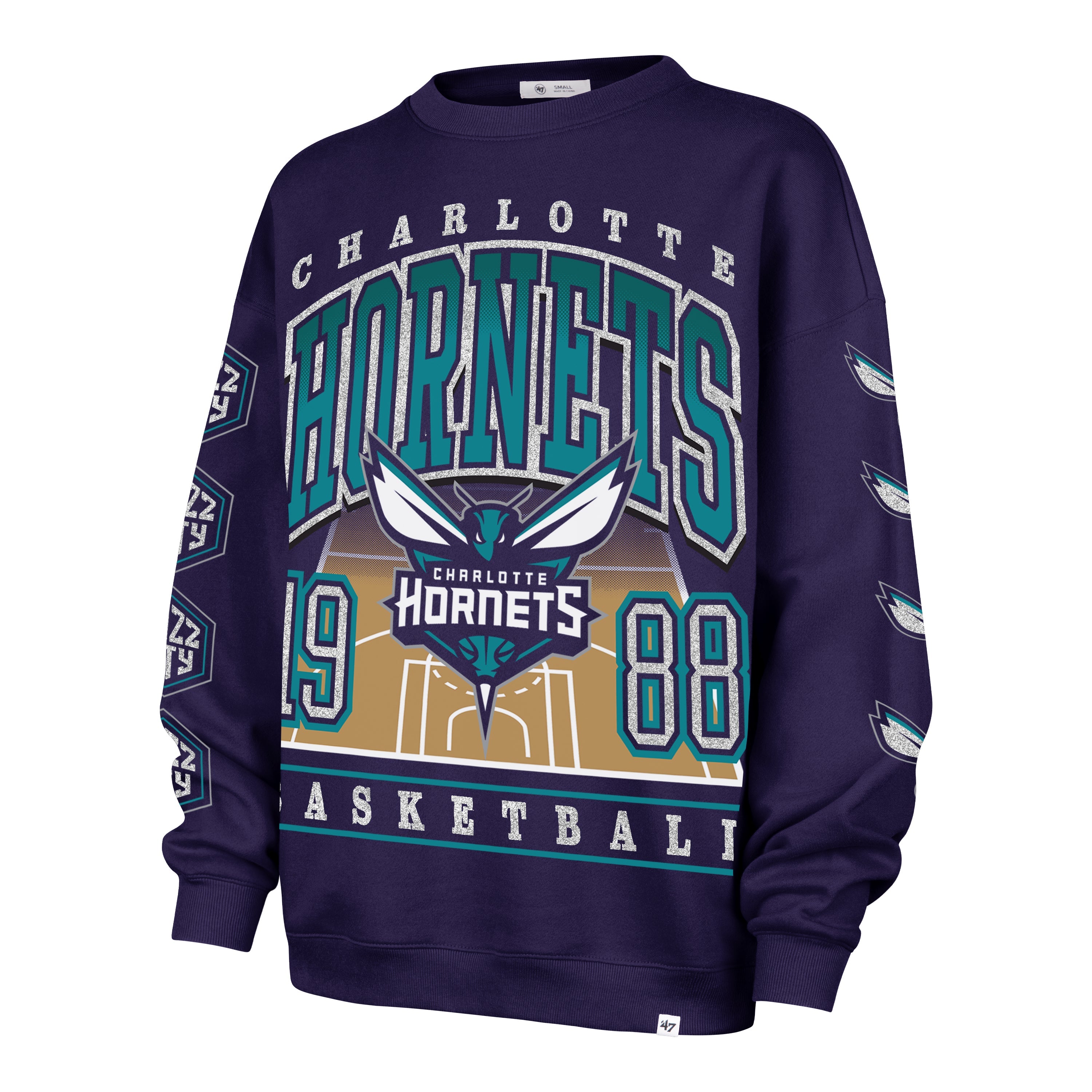 CHARLOTTE HORNETS GO BIG '47 OVERSIZED CREW WOMENS PURPLE