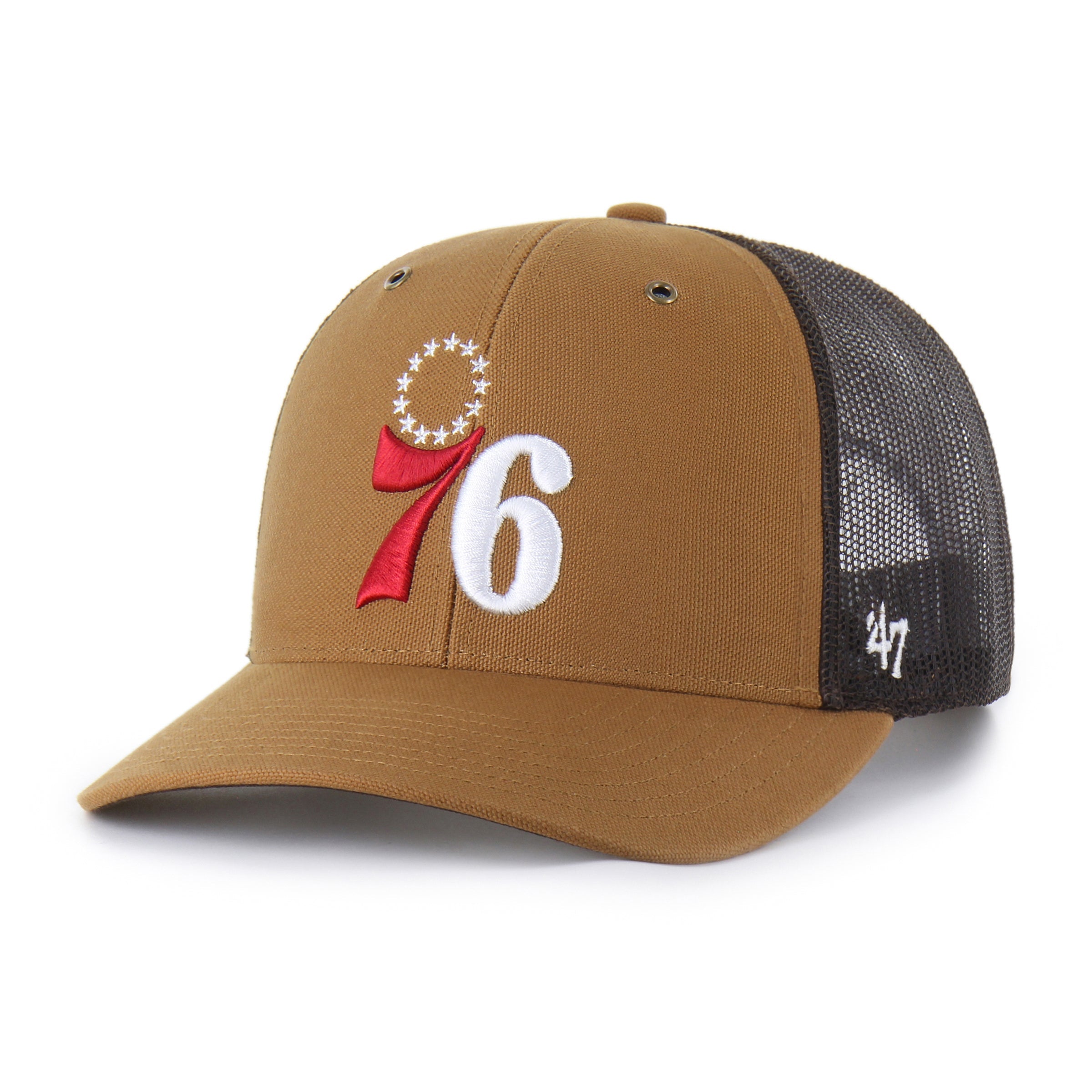 PHILADELPHIA 76ERS CARHARTT '47 TRUCKER BROWN