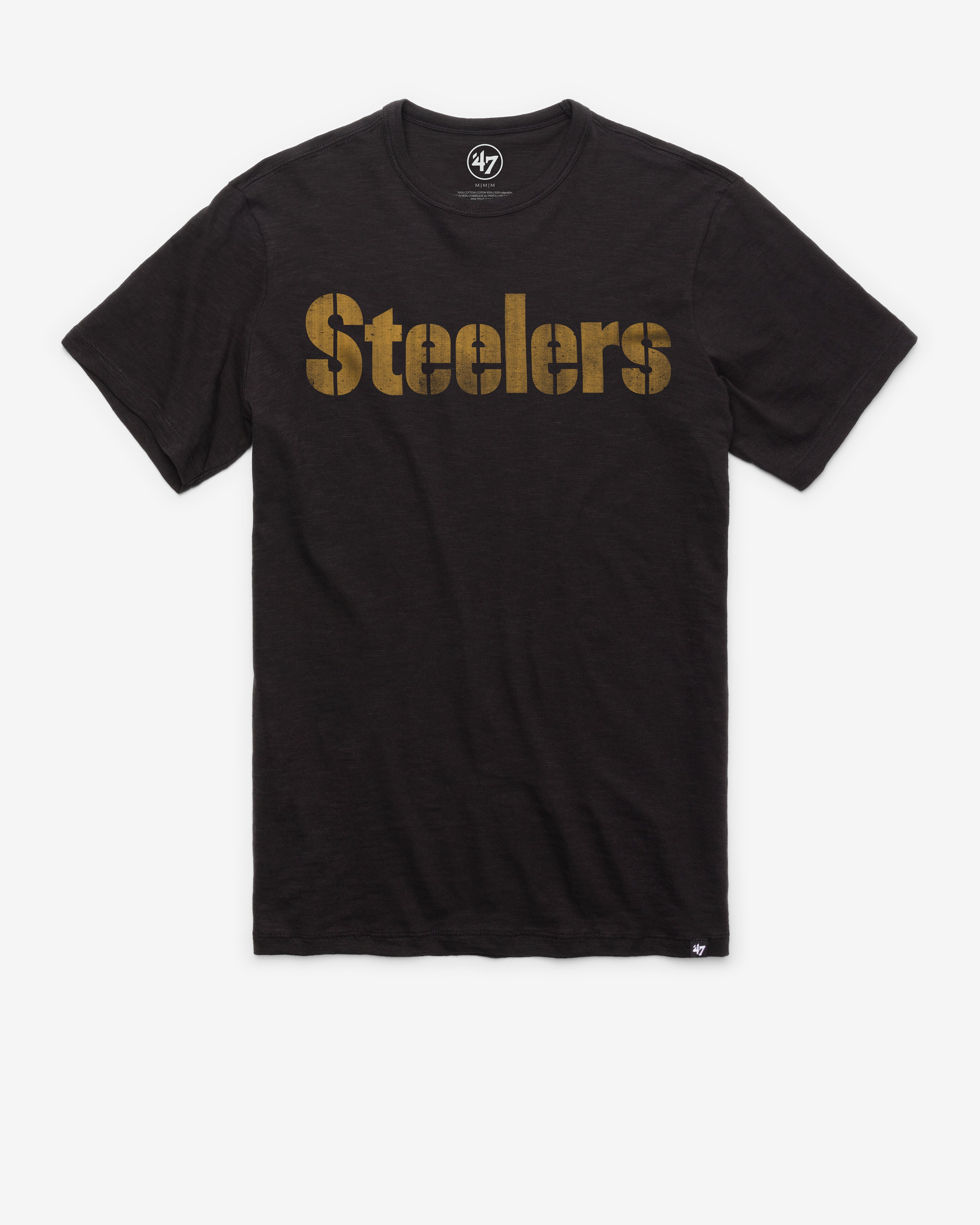 PITTSBURGH STEELERS GRIT WORDMARK '47 SCRUM TEE JET BLACK