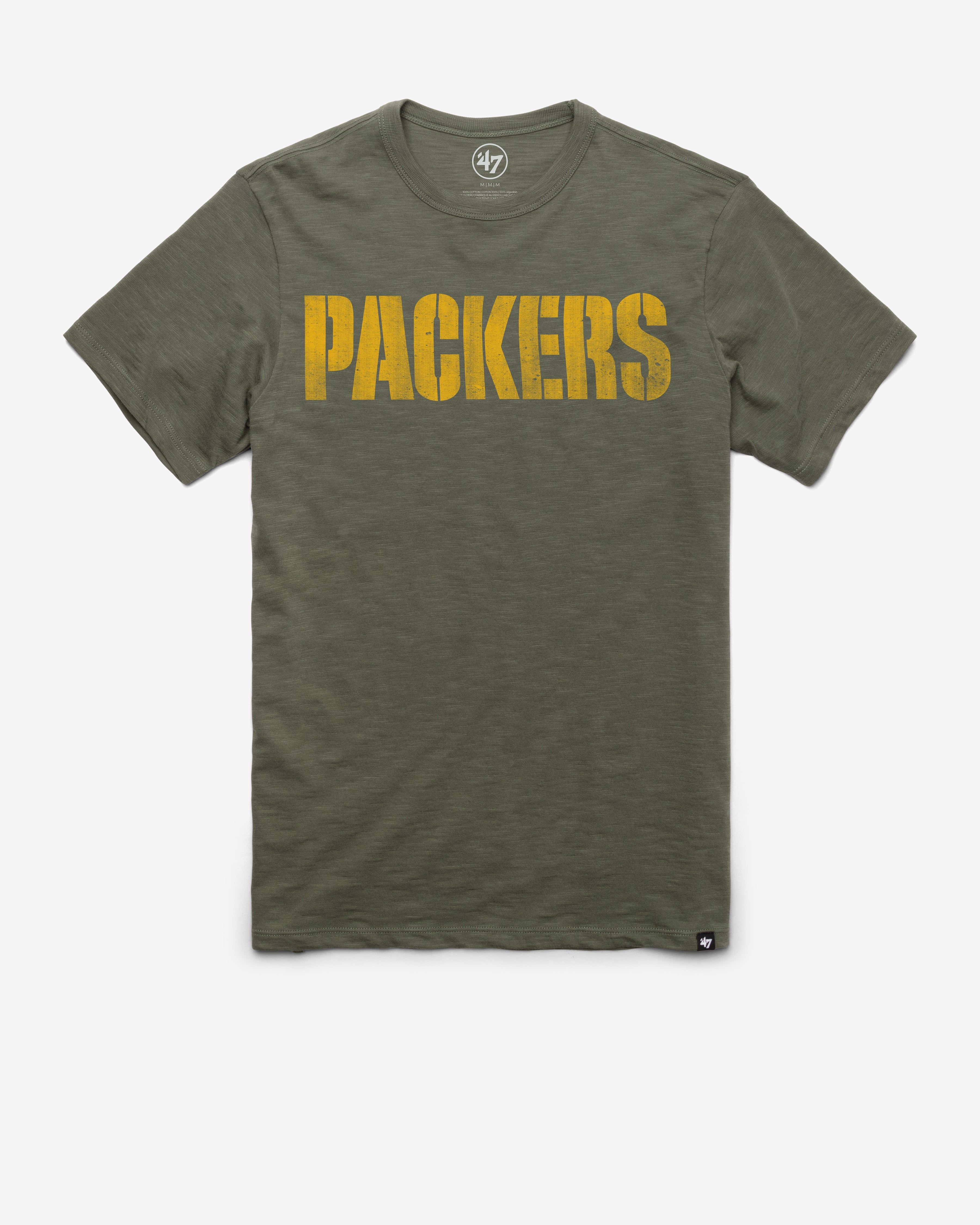 GREEN BAY PACKERS GRIT WORDMARK '47 SCRUM TEE BOTTLE GREEN