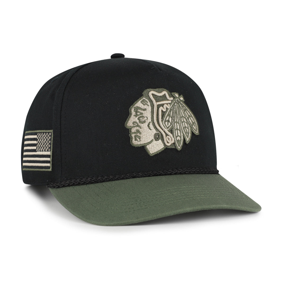 CHICAGO BLACKHAWKS KHAKI ACCENTS '47 HITCH BLACK