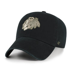 CHICAGO BLACKHAWKS KHAKI ACCENTS '47 CLEAN UP BLACK
