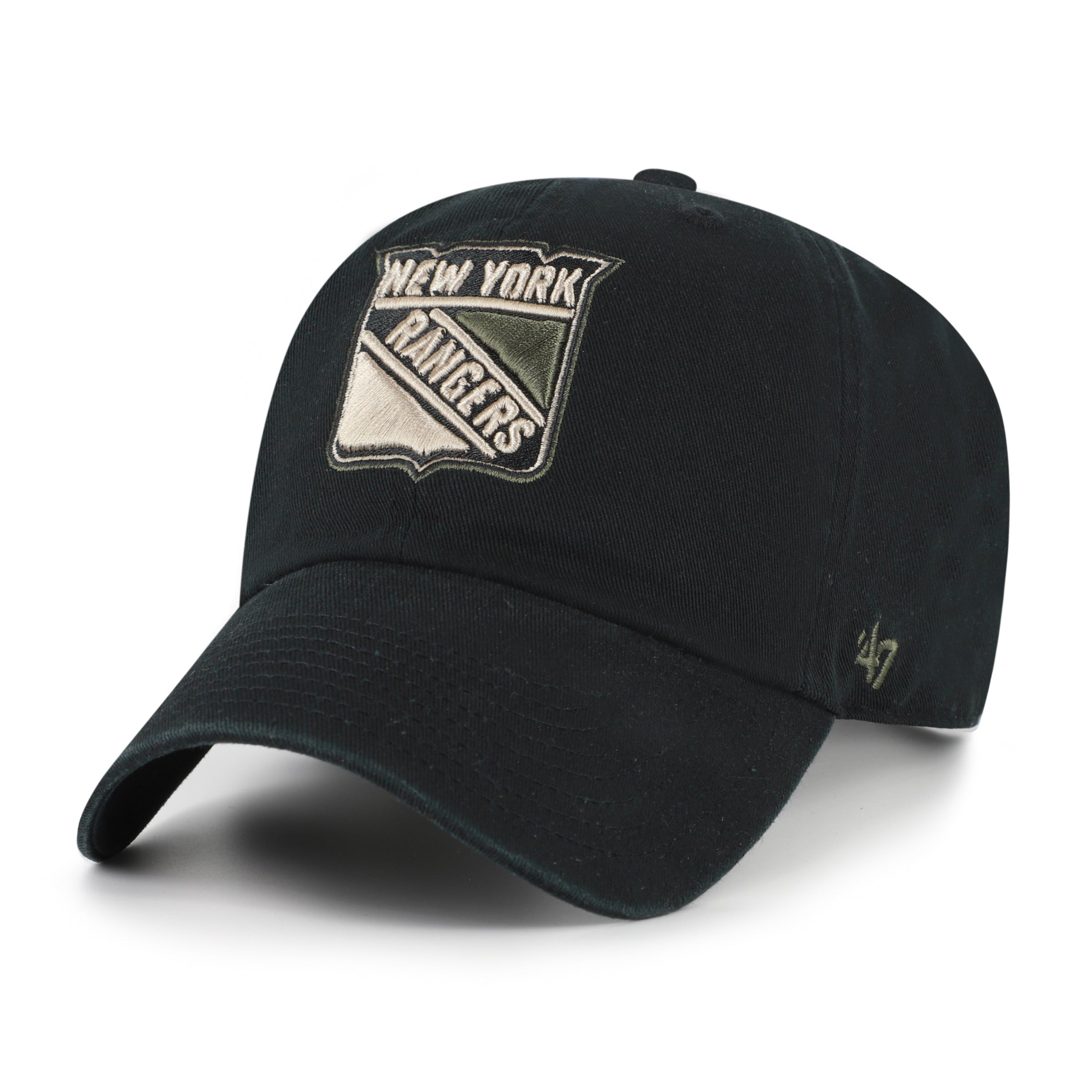 NEW YORK RANGERS KHAKI ACCENTS '47 CLEAN UP BLACK