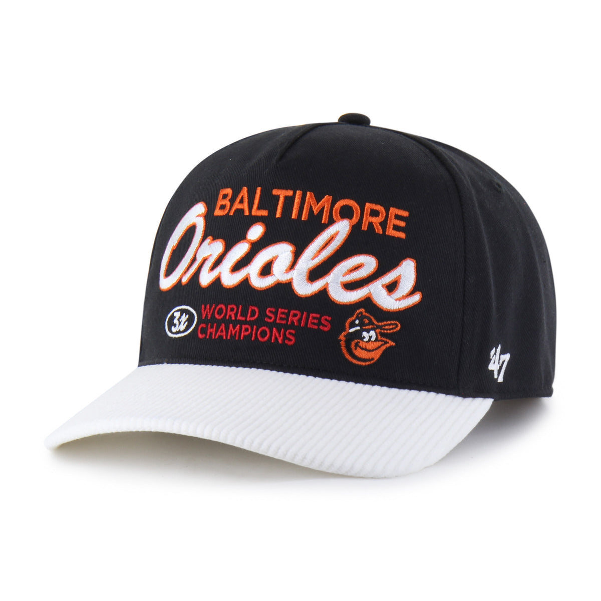BALTIMORE ORIOLES COOPERSTOWN WORLD SERIES MULTI TIME '47 HITCH RF RELAXED FIT BLACK