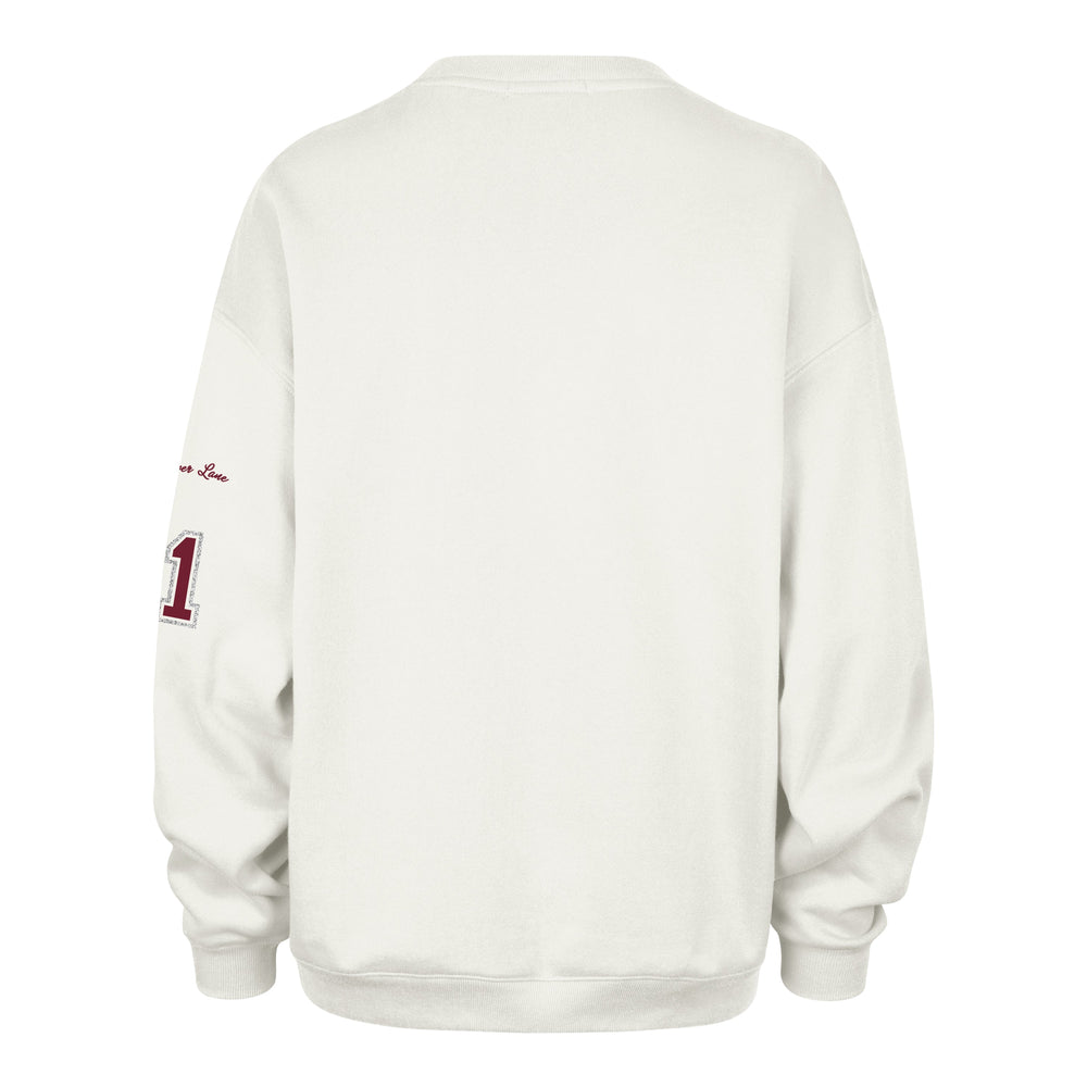 ALABAMA CRIMSON TIDE STONEY CLOVER LANE X '47 OVERSIZED GLITTER ARCH CREW WOMENS SANDSTONE