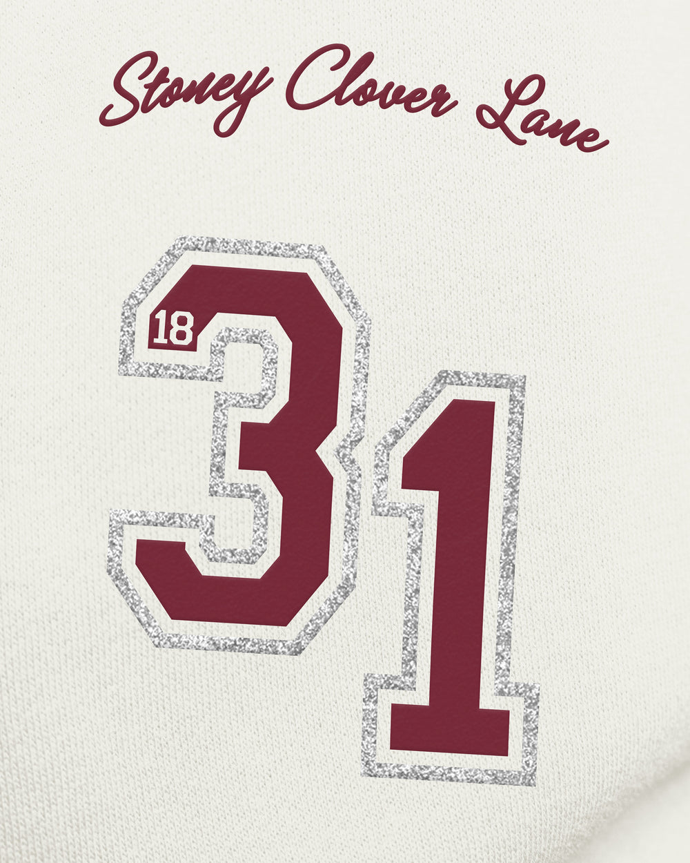 ALABAMA CRIMSON TIDE STONEY CLOVER LANE X '47 OVERSIZED GLITTER ARCH CREW WOMENS SANDSTONE