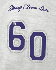 LOUISIANA STATE TIGERS LSU STONEY CLOVER LANE X '47 OVERSIZED GLITTER ARCH CREW WOMENS RELAY GREY