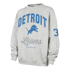 DETROIT LIONS STONEY CLOVER LANE X '47 OVERSIZED GLITTER ARCH CREW WOMENS RELAY GREY