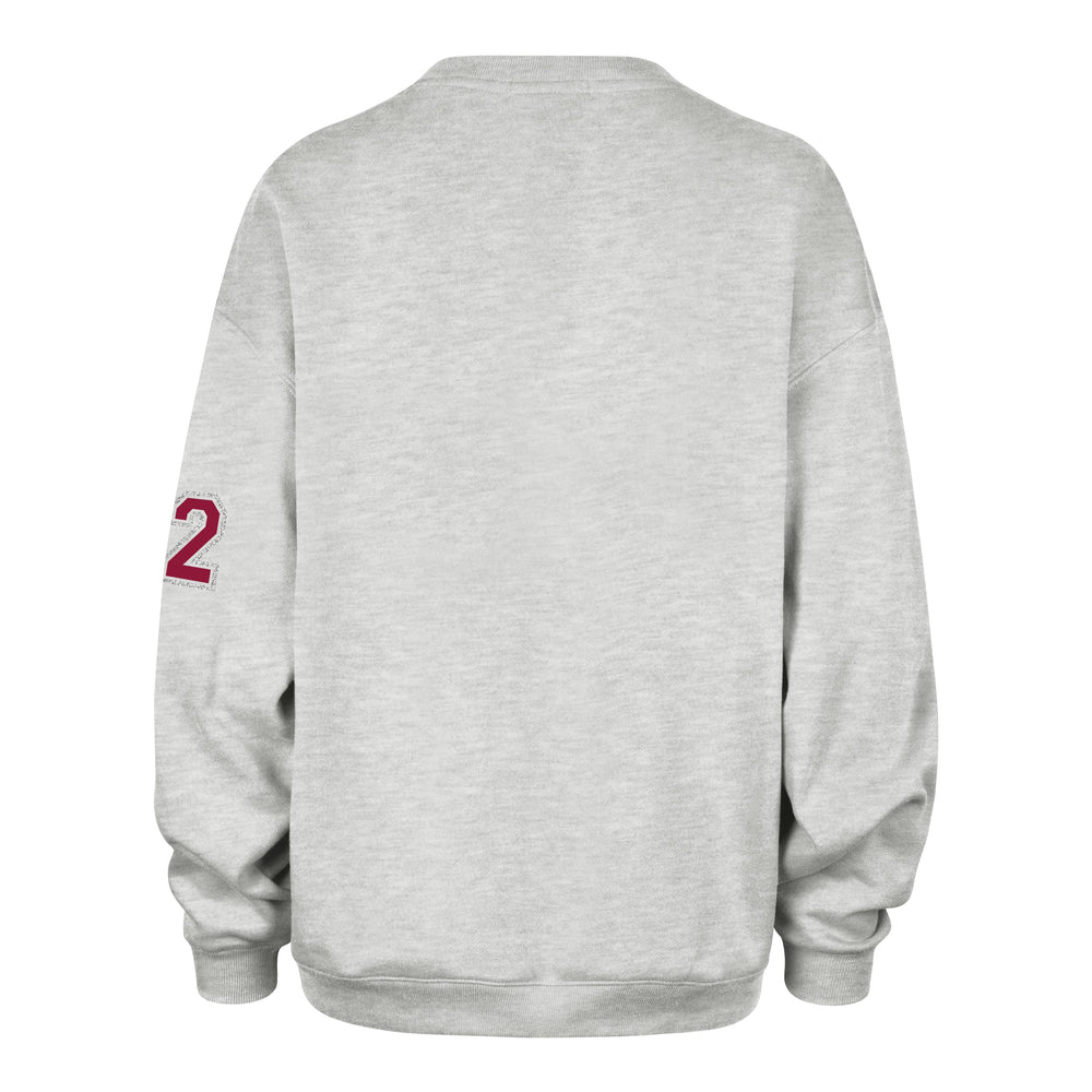 WASHINGTON COMMANDERS STONEY CLOVER LANE X '47 OVERSIZED GLITTER ARCH CREW WOMENS RELAY GREY