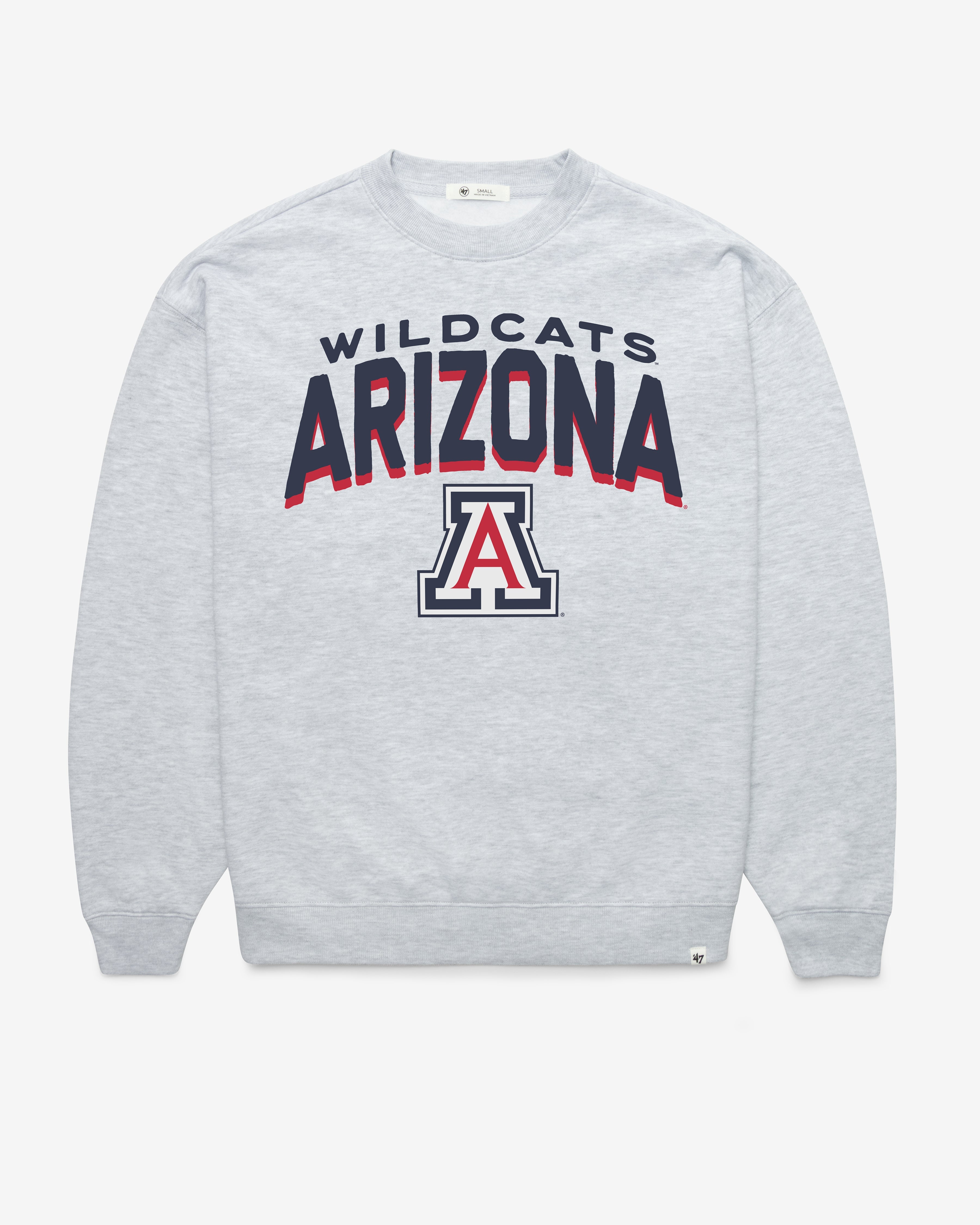 ARIZONA WILDCATS CAMPUS ARCH CLOUD '47 OVERSIZED CREW WOMENS RELAY GREY