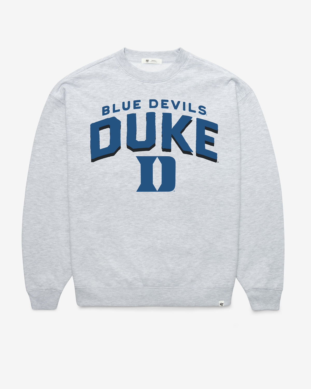 DUKE BLUE DEVILS CAMPUS ARCH CLOUD '47 OVERSIZED CREW WOMENS RELAY GREY