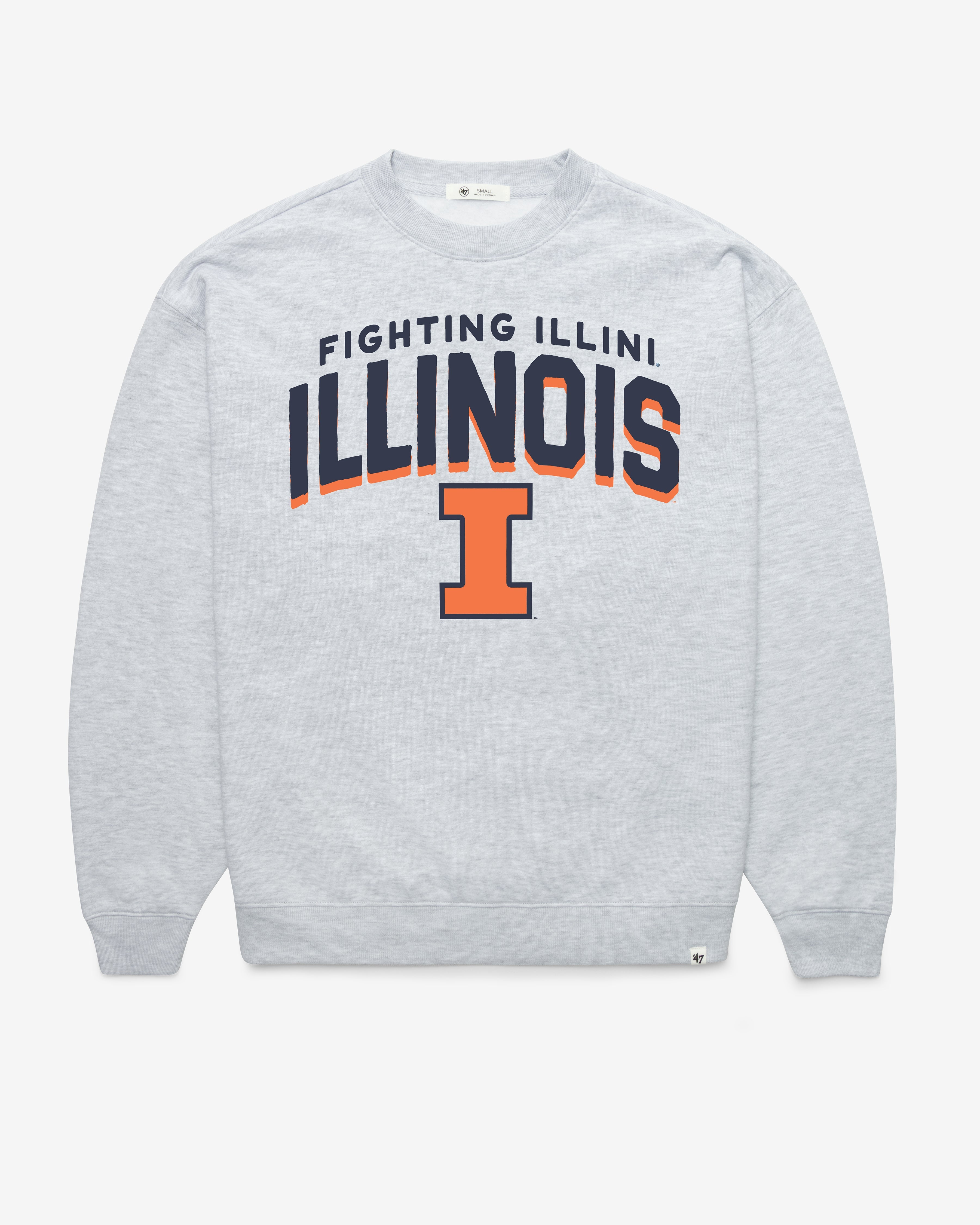 ILLINOIS FIGHTING ILLINI CAMPUS ARCH CLOUD '47 OVERSIZED CREW WOMENS RELAY GREY