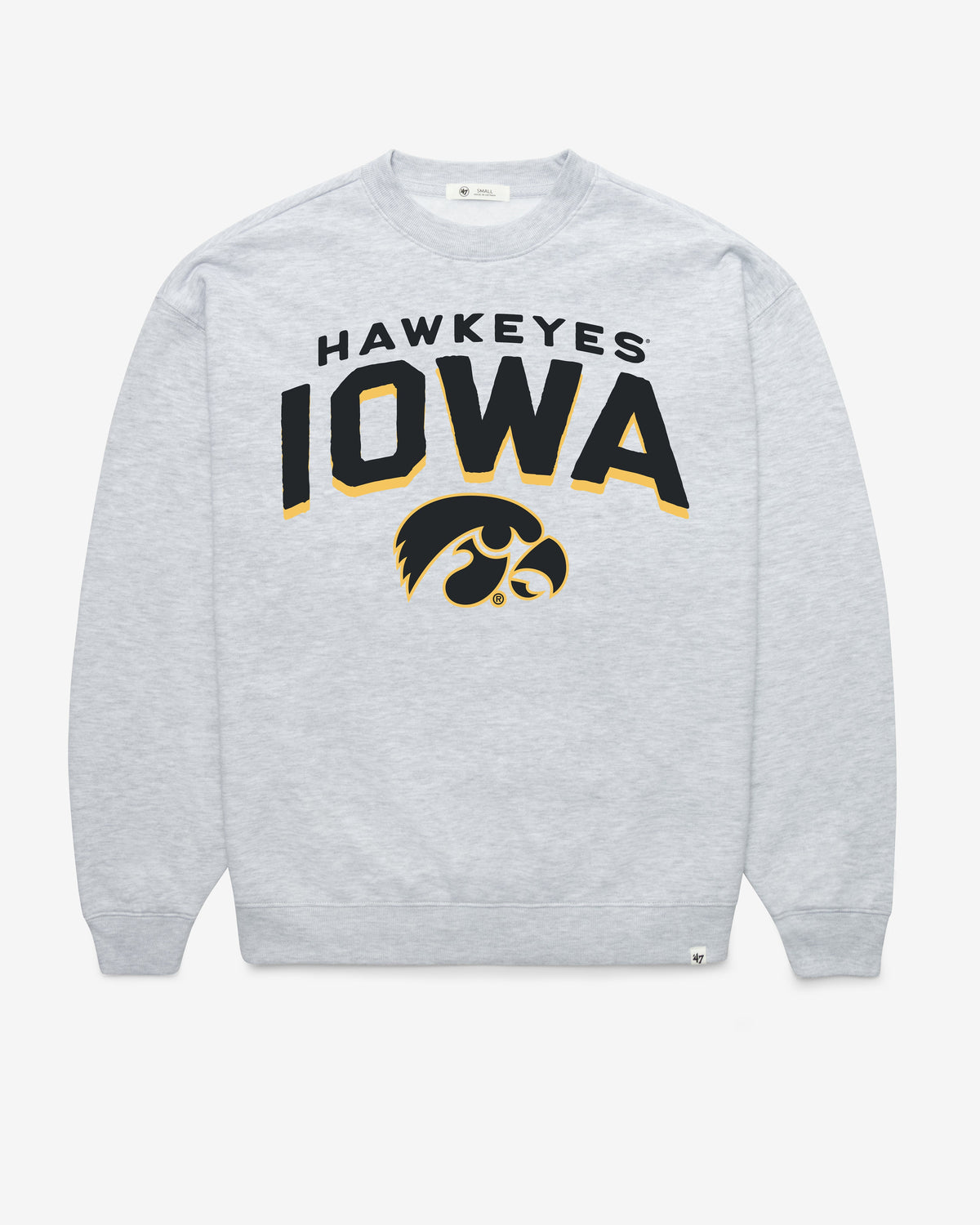 IOWA HAWKEYES CAMPUS ARCH CLOUD '47 OVERSIZED CREW WOMENS RELAY GREY