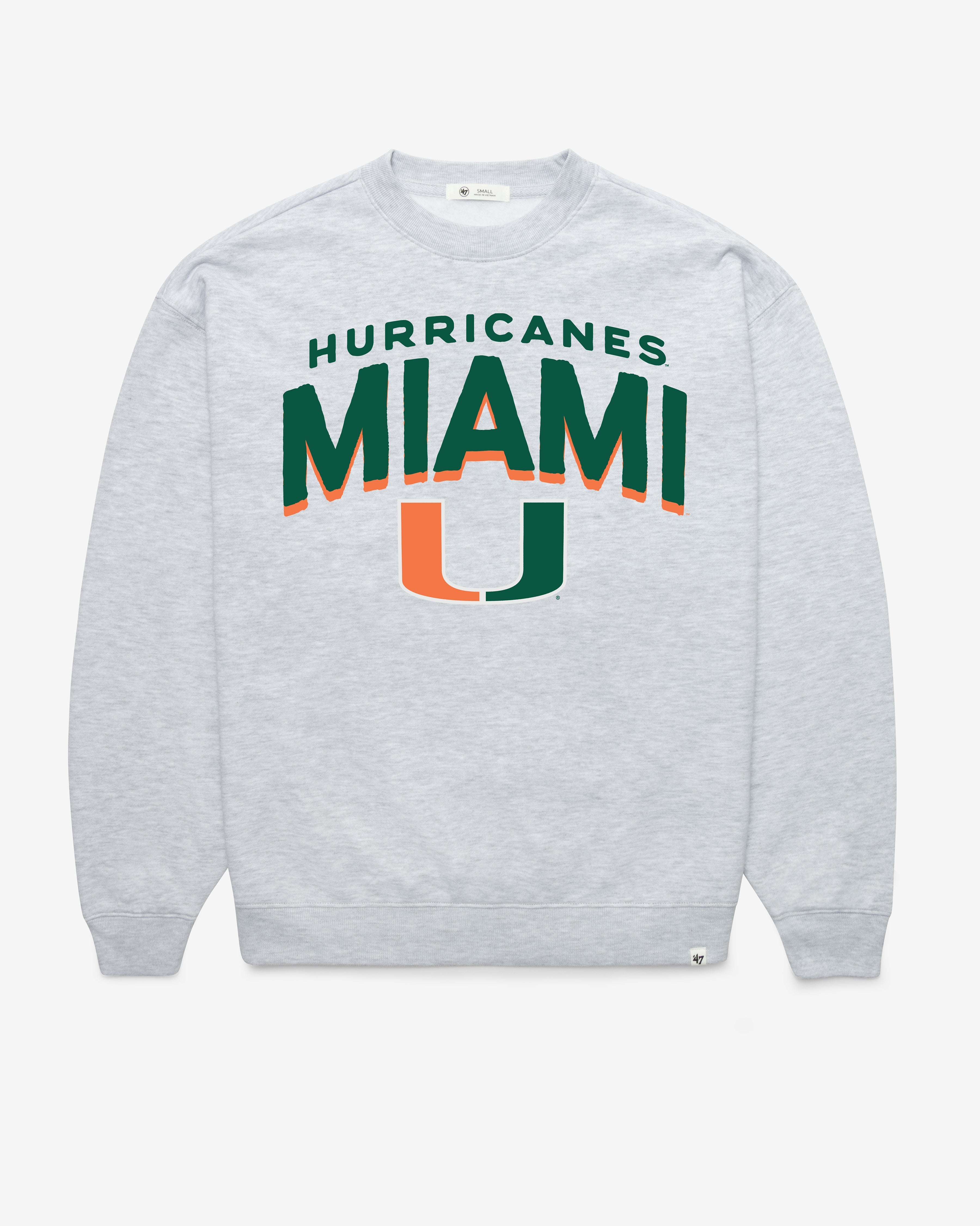 MIAMI HURRICANES CAMPUS ARCH CLOUD OVERSIZED CREW WOMENS RELAY GREY