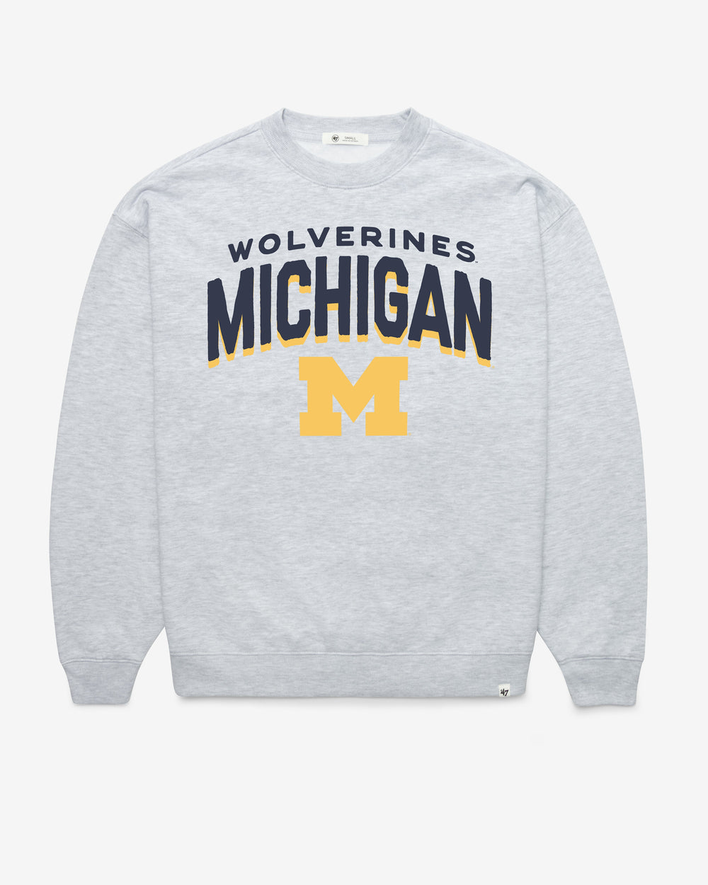 MICHIGAN WOLVERINES CAMPUS ARCH CLOUD '47 OVERSIZED CREW WOMENS RELAY GREY