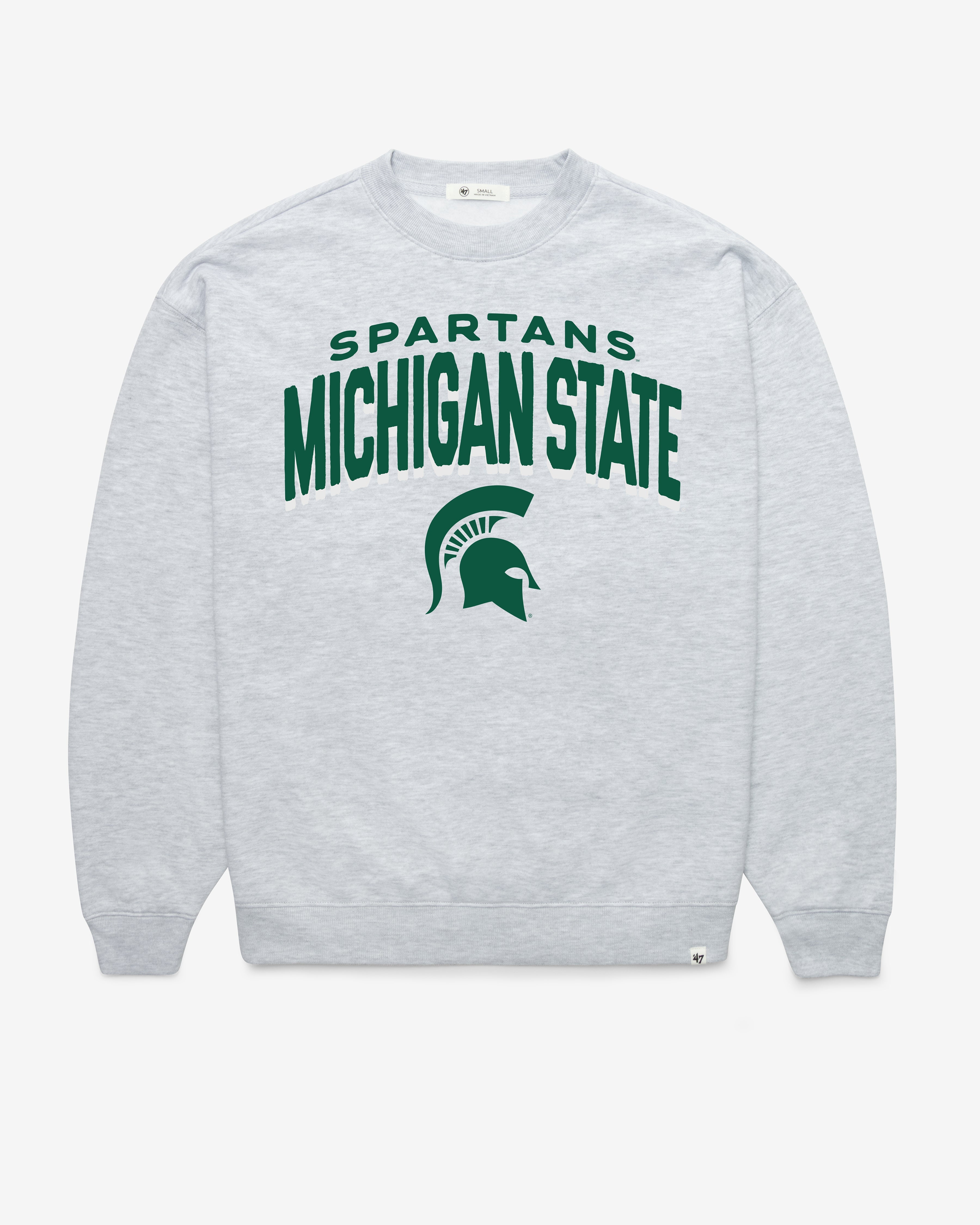MICHIGAN STATE SPARTANS CAMPUS ARCH CLOUD '47 OVERSIZED CREW WOMENS RELAY GREY