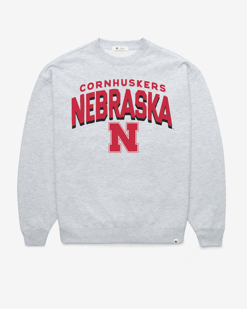NEBRASKA CORNHUSKERS CAMPUS ARCH CLOUD '47 OVERSIZED CREW WOMENS RELAY GREY