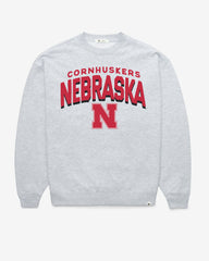 NEBRASKA CORNHUSKERS CAMPUS ARCH CLOUD '47 OVERSIZED CREW WOMENS RELAY GREY