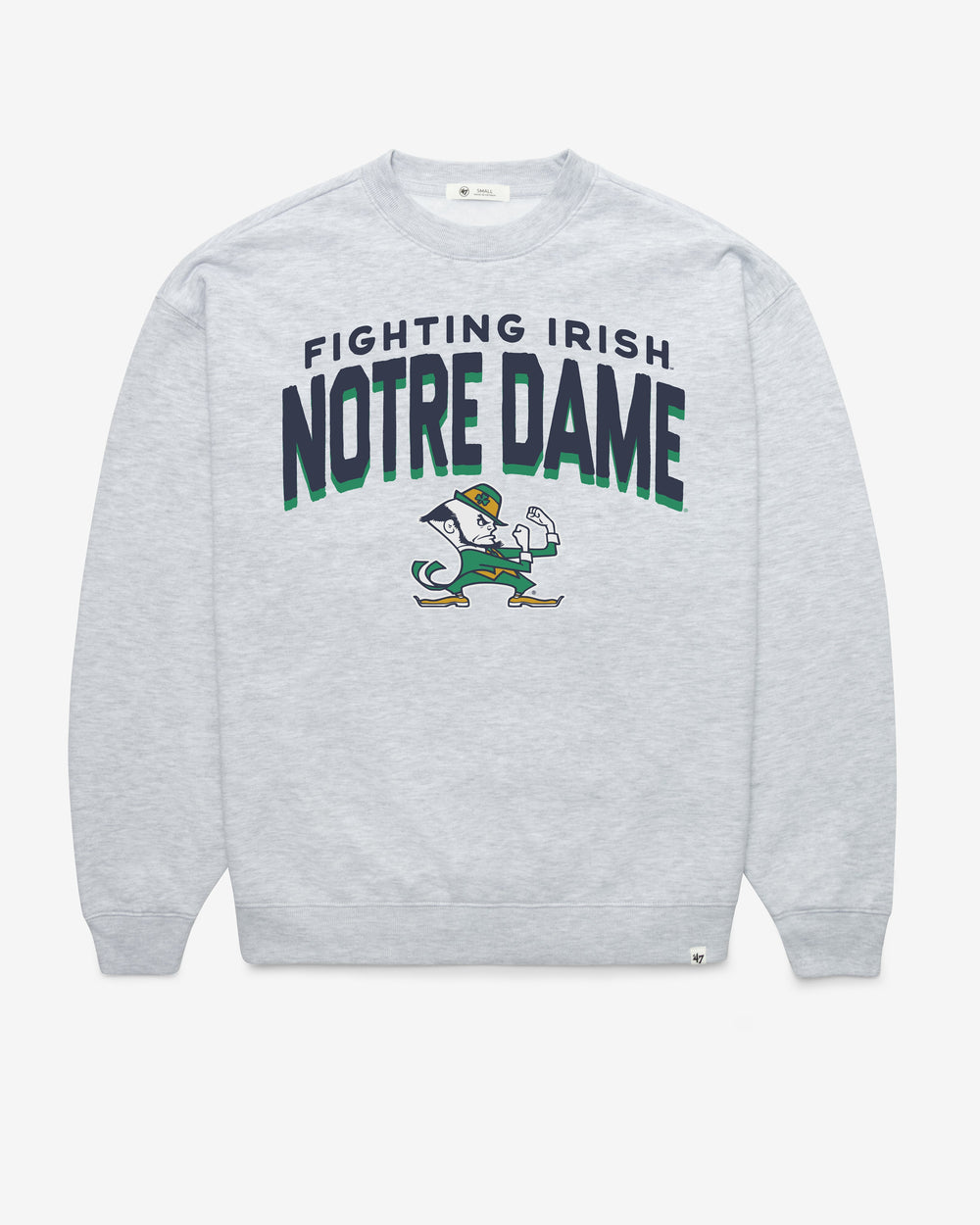 NOTRE DAME FIGHTIN IRISH CAMPUS ARCH CLOUD '47 OVERSIZED CREW WOMENS RELAY GREY