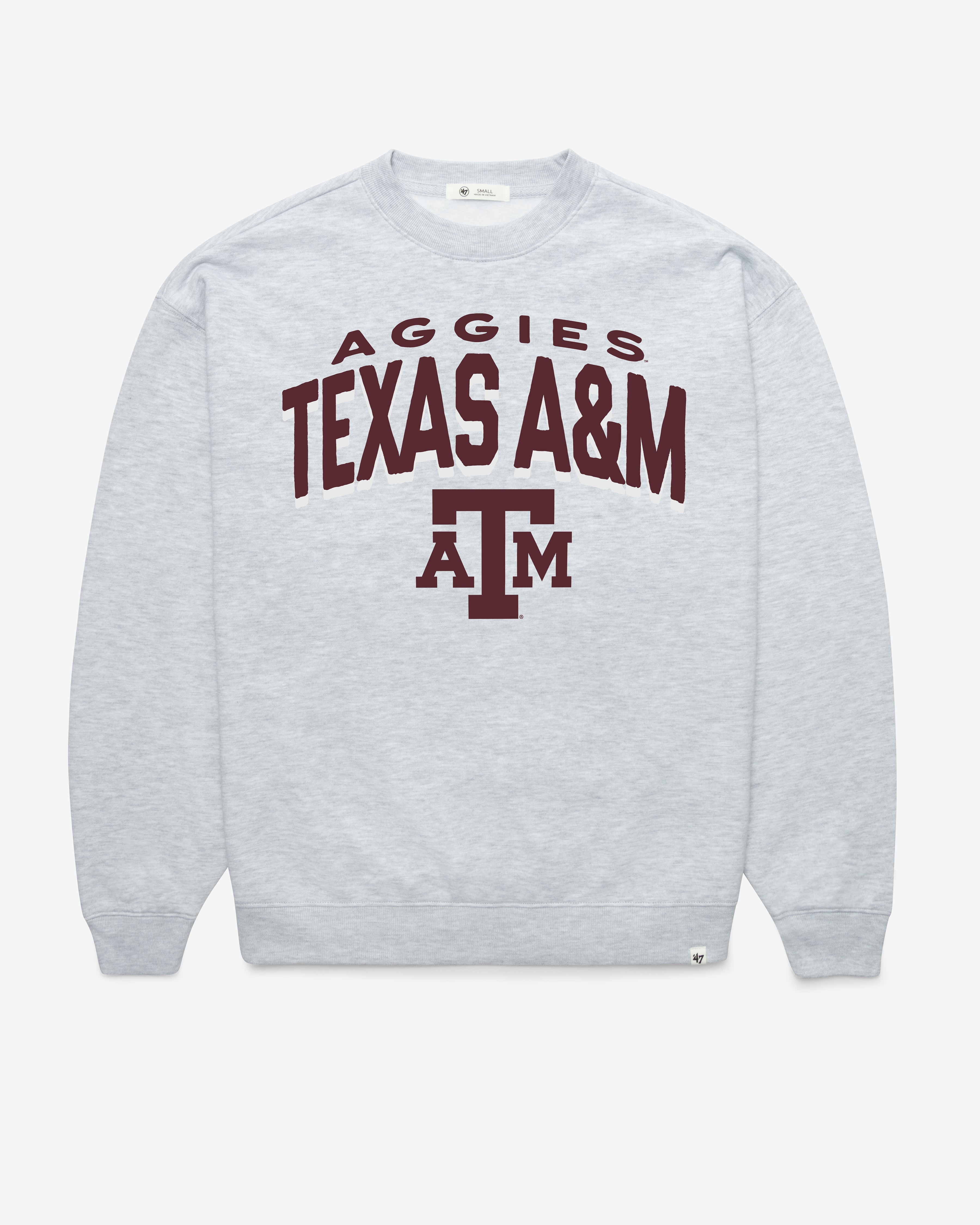TEXAS A&M AGGIES CAMPUS ARCH CLOUD '47 OVERSIZED CREW WOMENS RELAY GREY