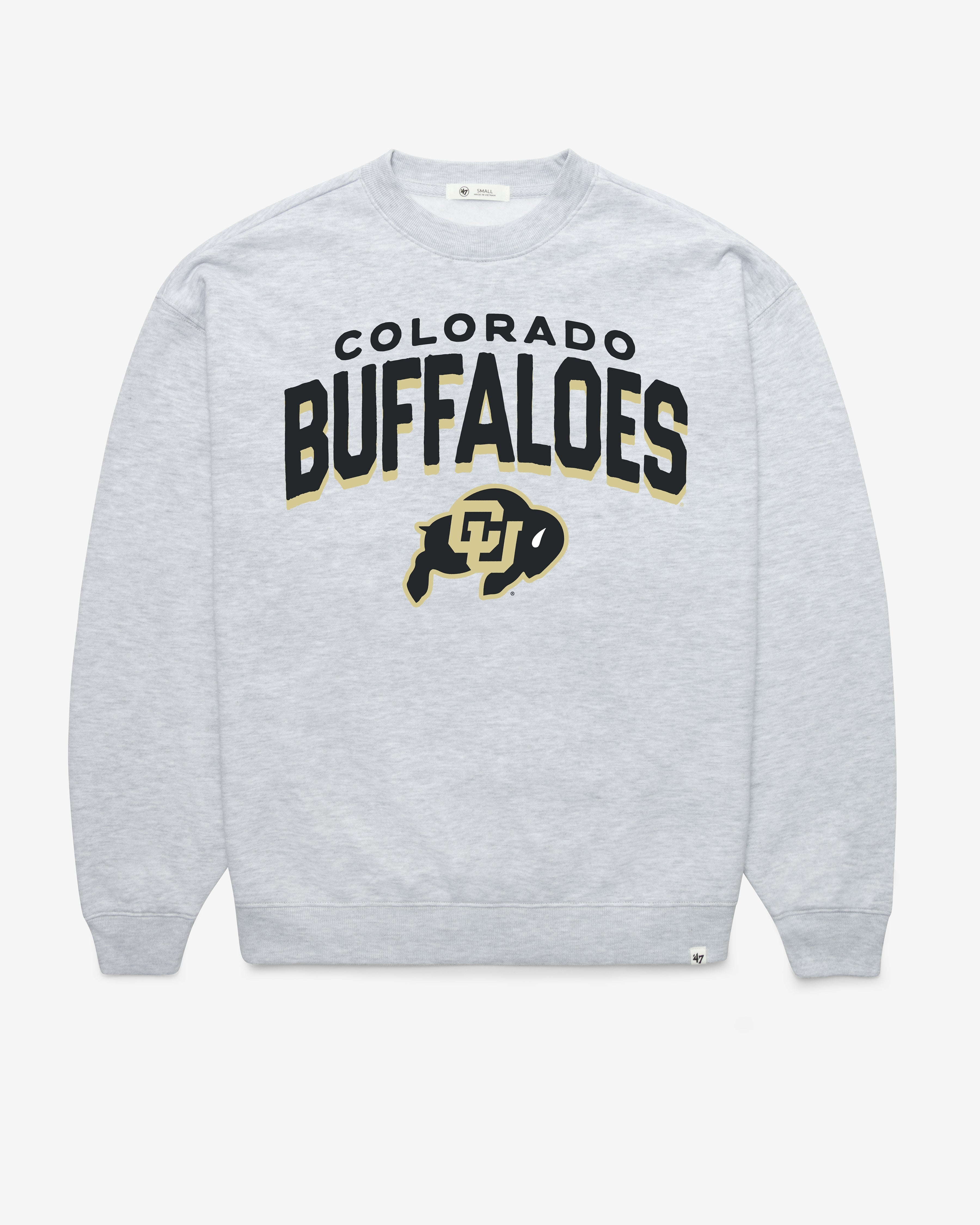 COLORADO BUFFALOES CAMPUS ARCH CLOUD '47 OVERSIZED CREW WOMENS RELAY GREY