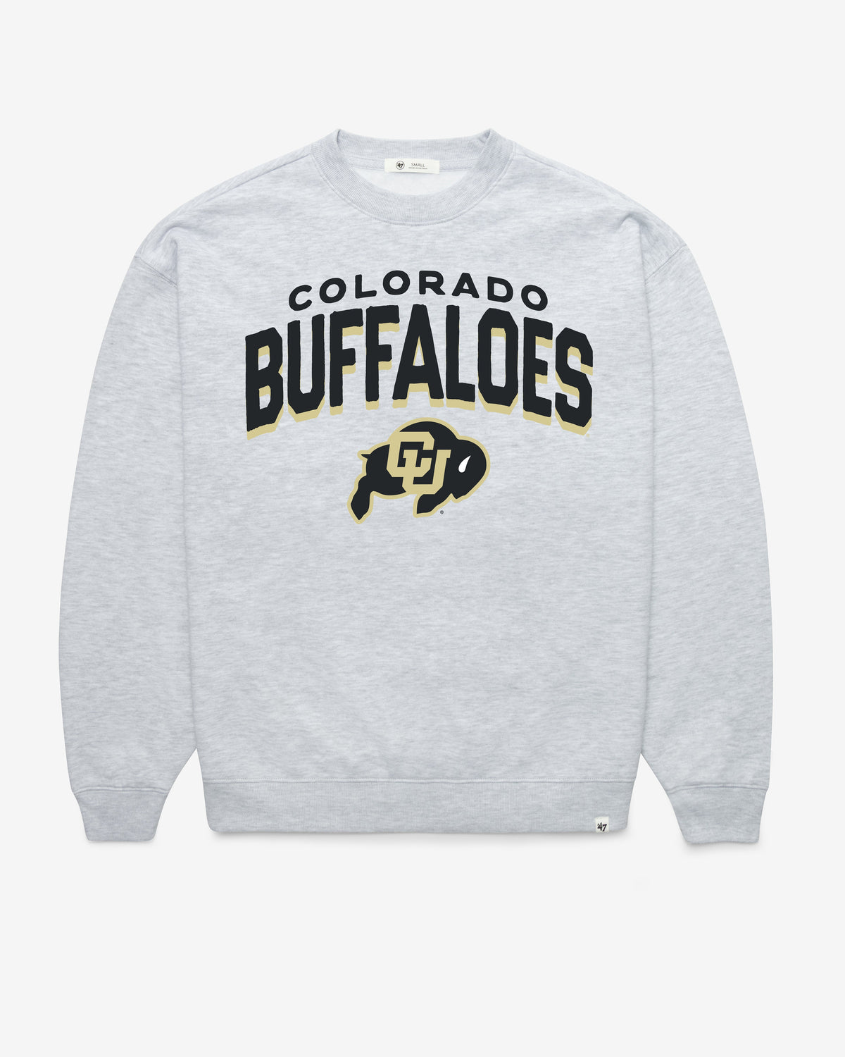 COLORADO BUFFALOES CAMPUS ARCH CLOUD '47 OVERSIZED CREW WOMENS RELAY GREY