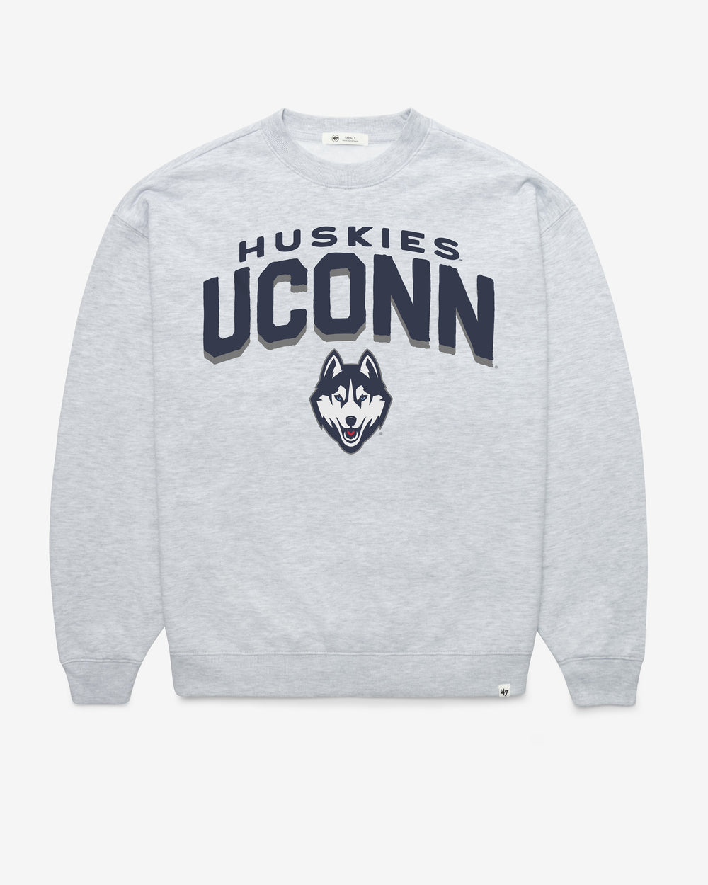 CONNECTICUT HUSKIES UCONN CAMPUS ARCH CLOUD '47 OVERSIZED CREW WOMENS RELAY GREY