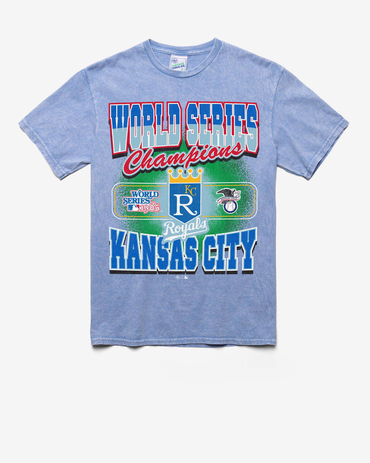 KANSAS CITY ROYALS COOPERSTOWN WORLD SERIES LOCKER VINTAGE '47 TUBULAR TEE DT SKY BLUE