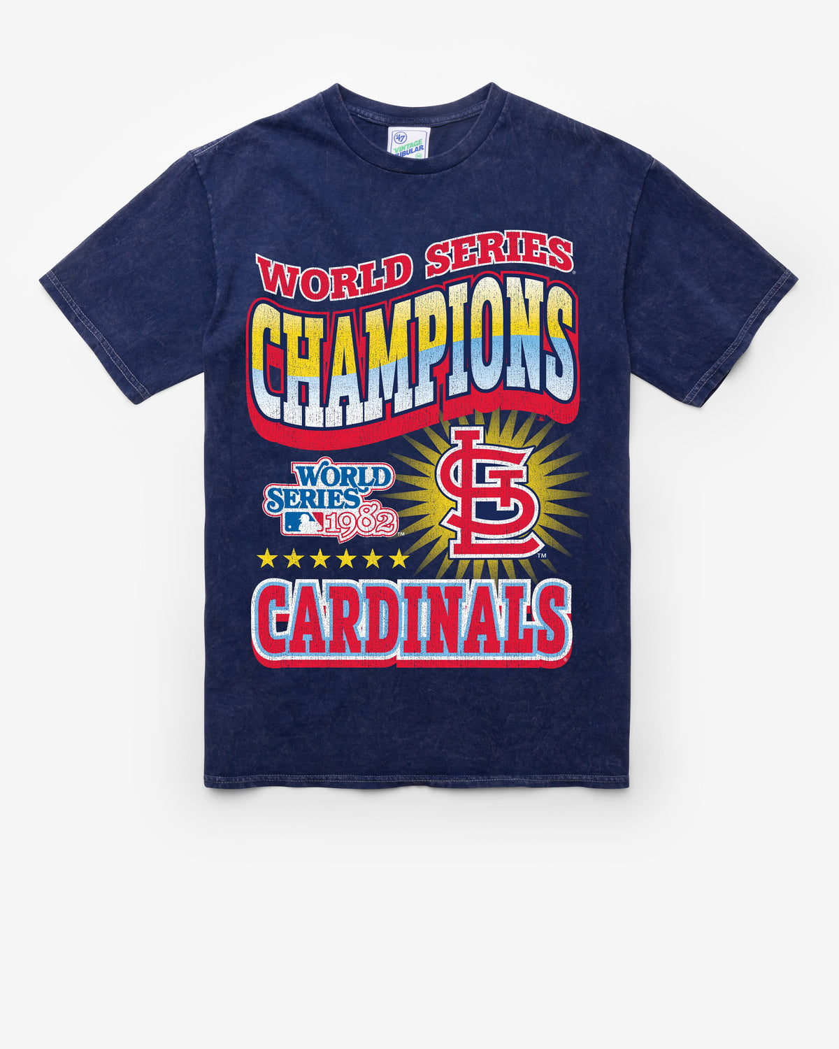 ST. LOUIS CARDINALS COOPERSTOWN WORLD SERIES LOCKER VINTAGE '47 TUBULAR TEE DT NAVY