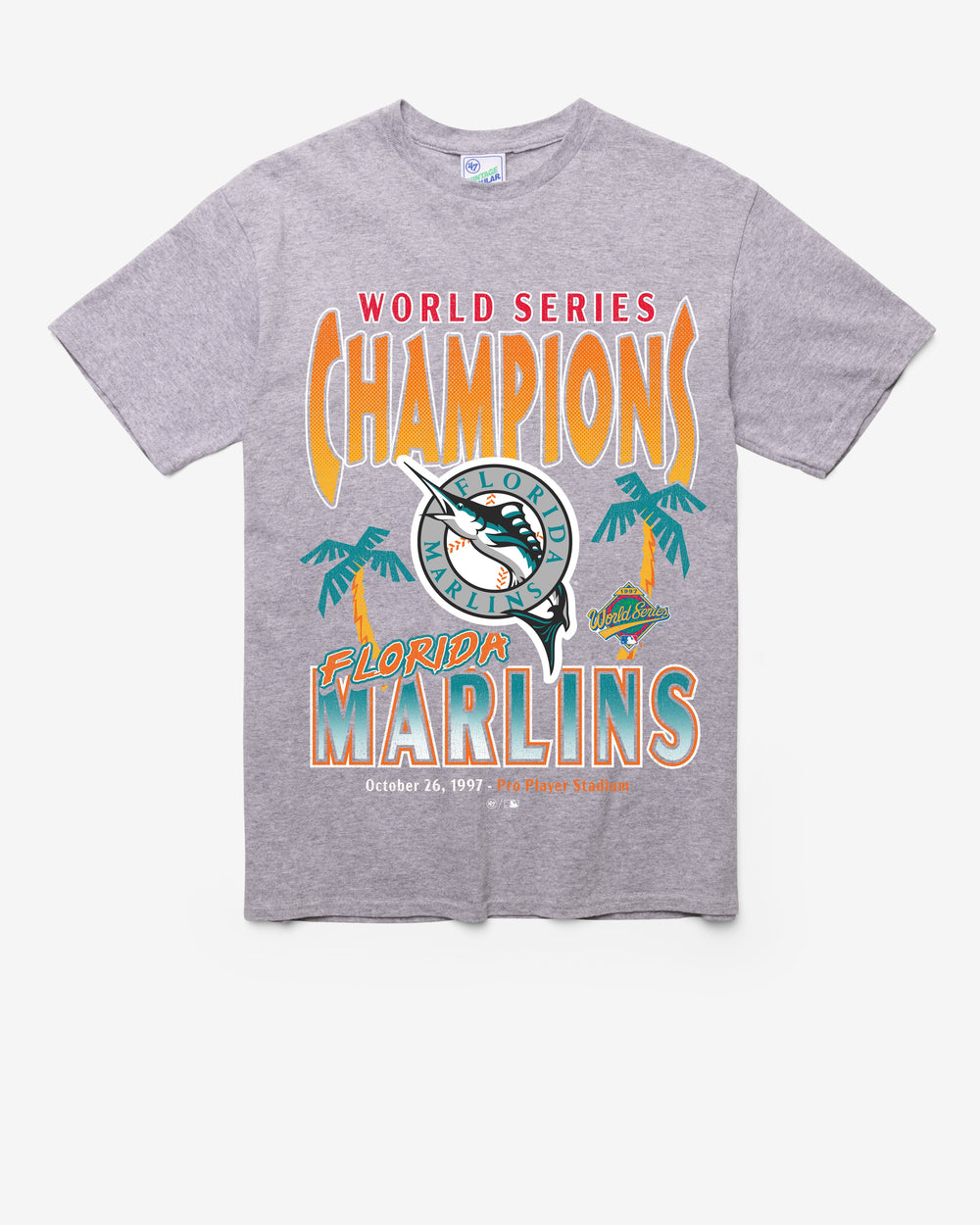 MIAMI MARLINS COOPERSTOWN WORLD SERIE LOCKER VINTAGE '47 TUBULAR TEE DT ATHLETIC HEATHER