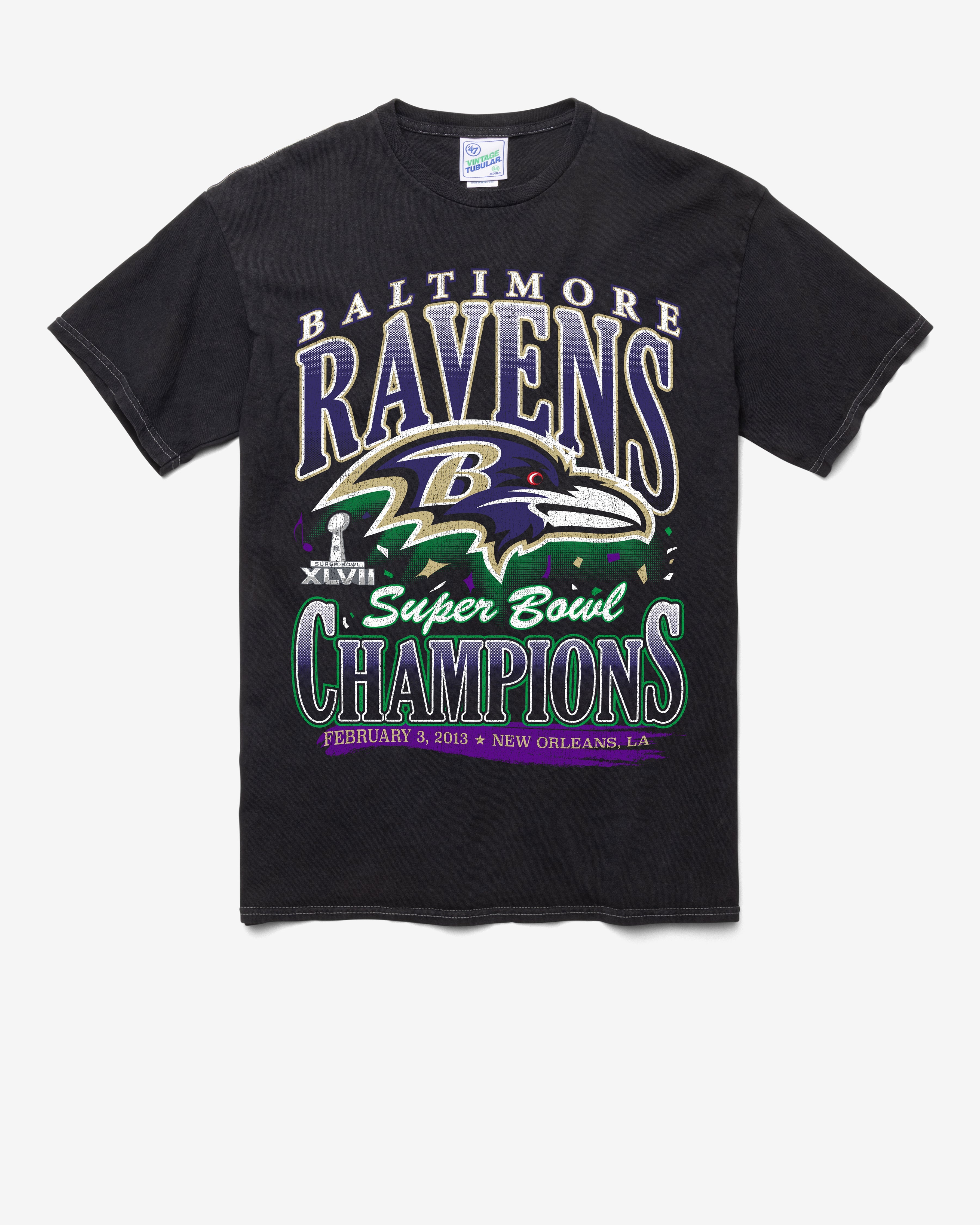 BALTIMORE RAVENS LOCKER VINTAGE '47 TUBULAR TEE DT BLACK