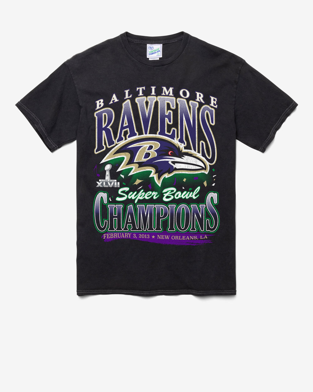 BALTIMORE RAVENS LOCKER VINTAGE '47 TUBULAR TEE DT BLACK