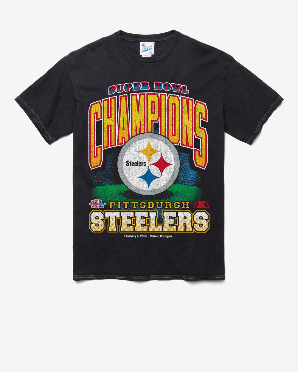 PITTSBURGH STEELERS LOCKER VINTAGE '47 TUBULAR TEE DT BLACK