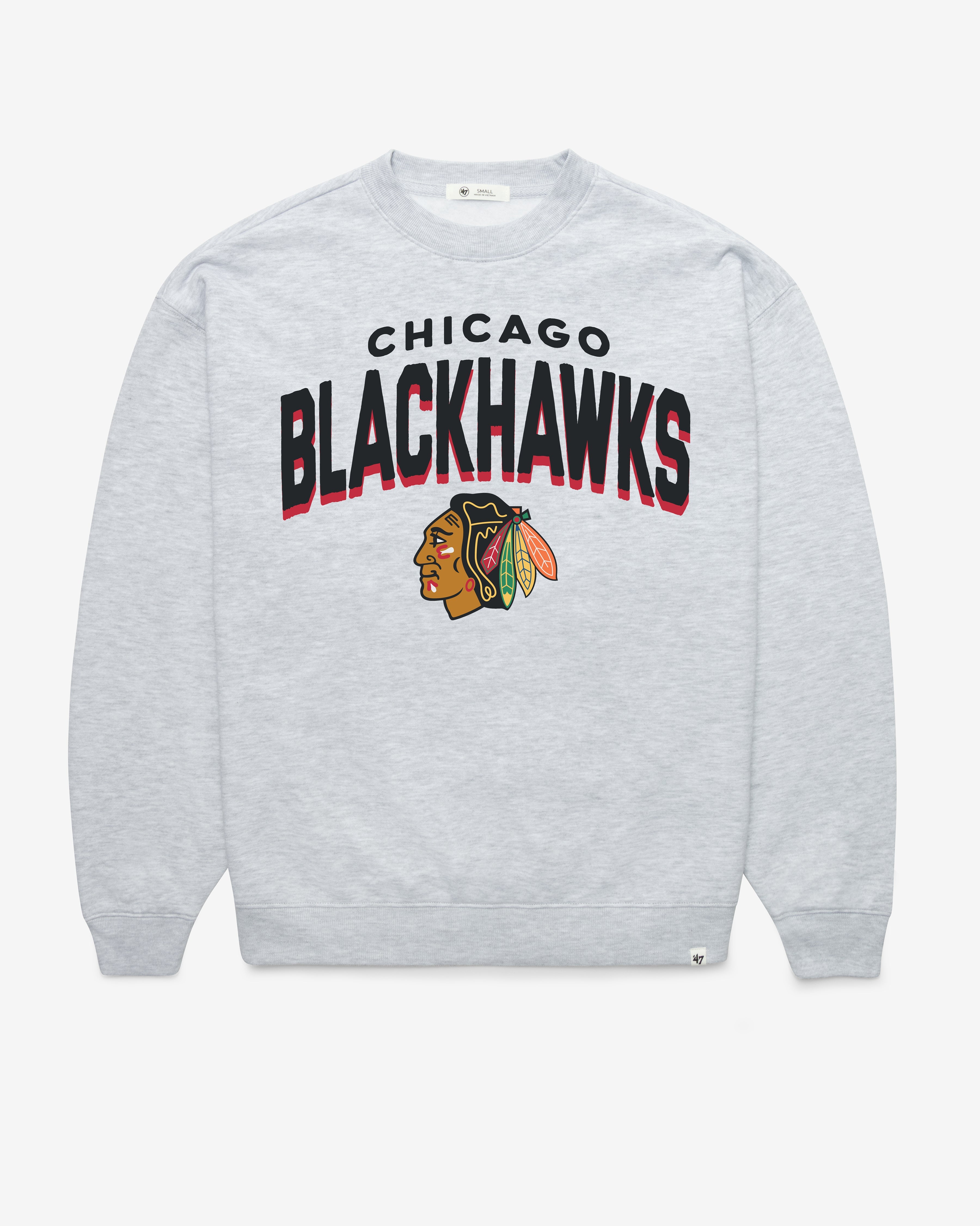 CHICAGO BLACKHAWKS CAMPUS ARCH CLOUD '47 OVERSIZED CREW WOMENS RELAY GREY