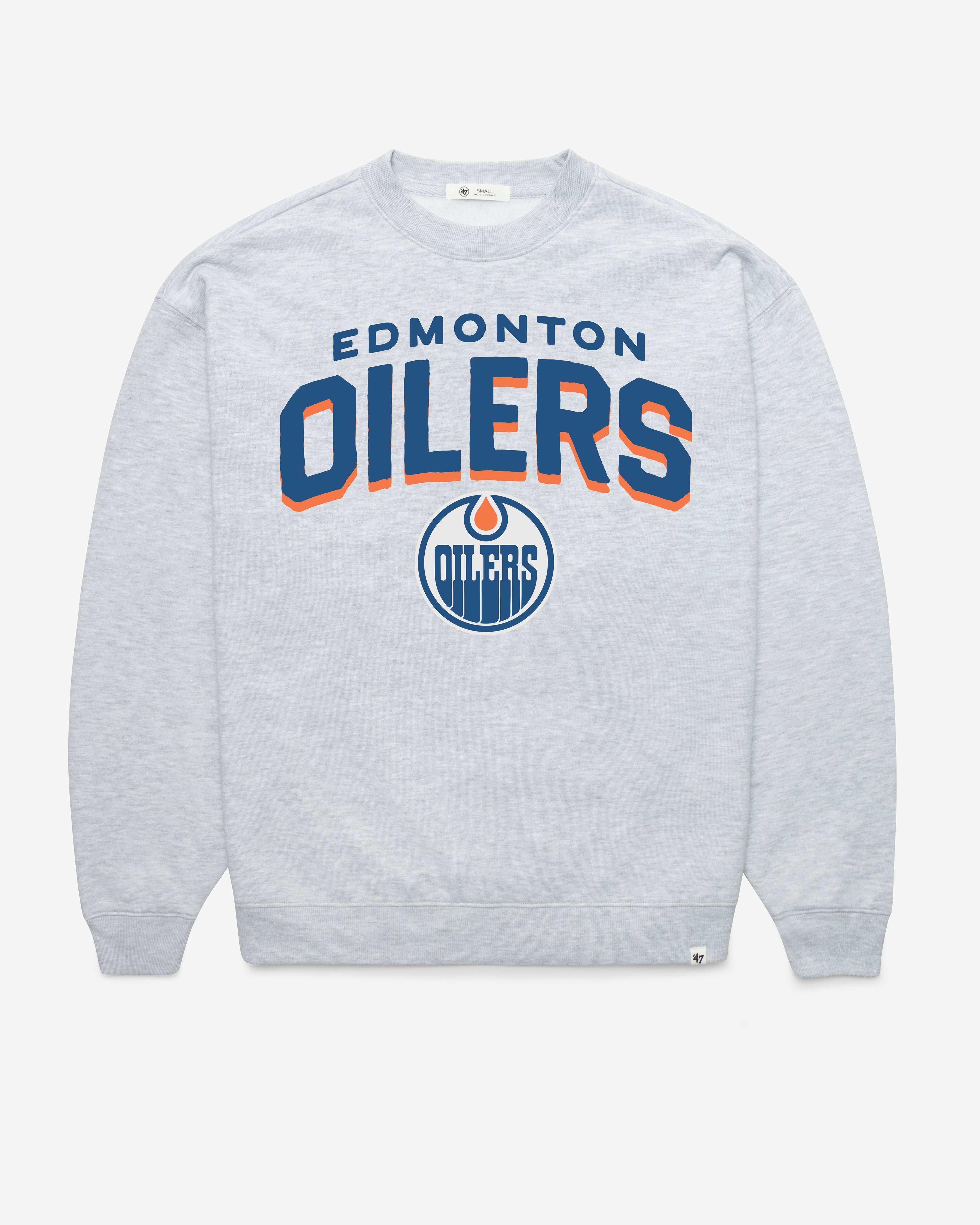 EDMONTON OILERS CAMPUS ARCH CLOUD '47 OVERSIZED CREW WOMENS RELAY GREY