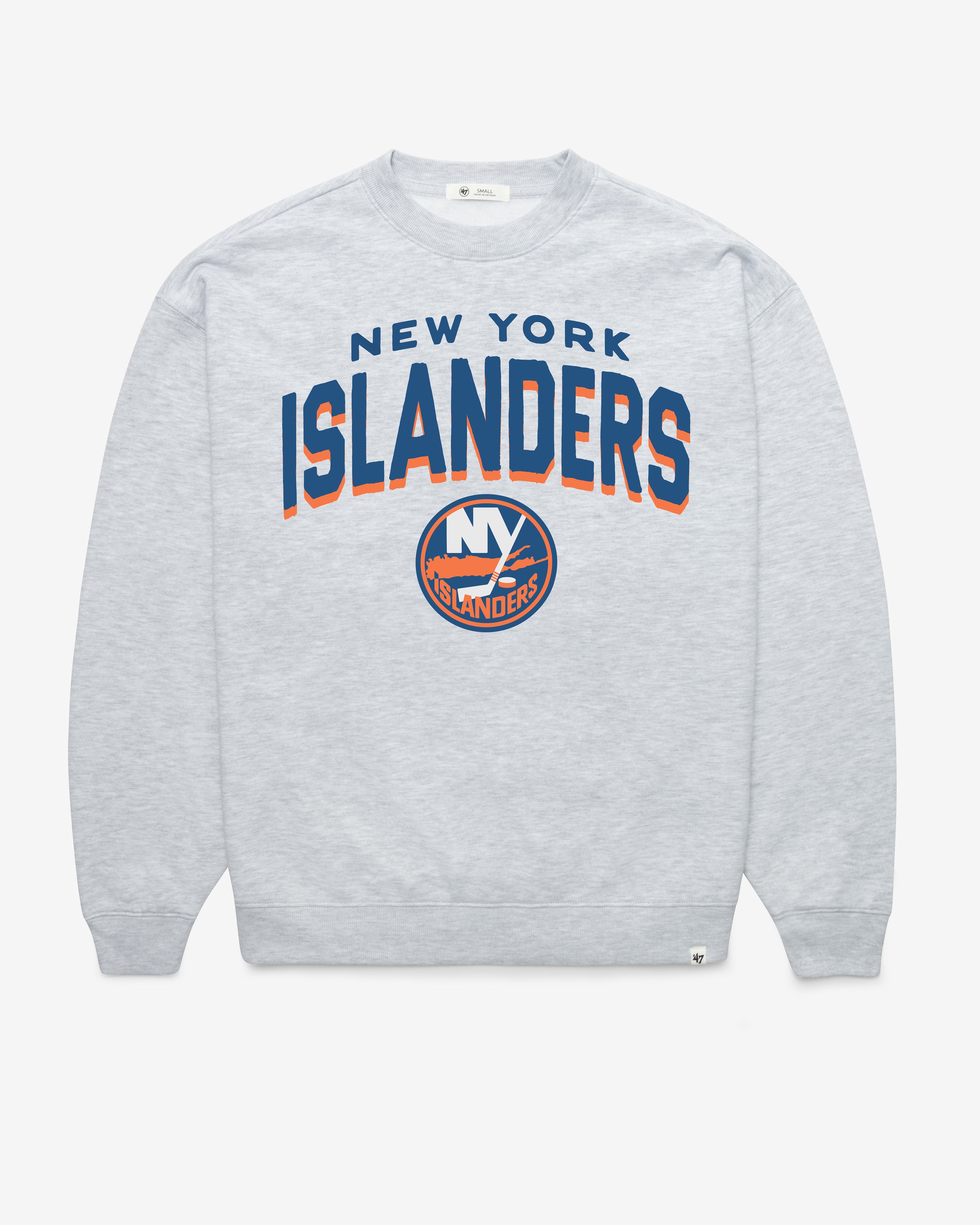 NEW YORK ISLANDERS CAMPUS ARCH CLOUD '47 OVERSIZED CREW WOMENS RELAY GREY