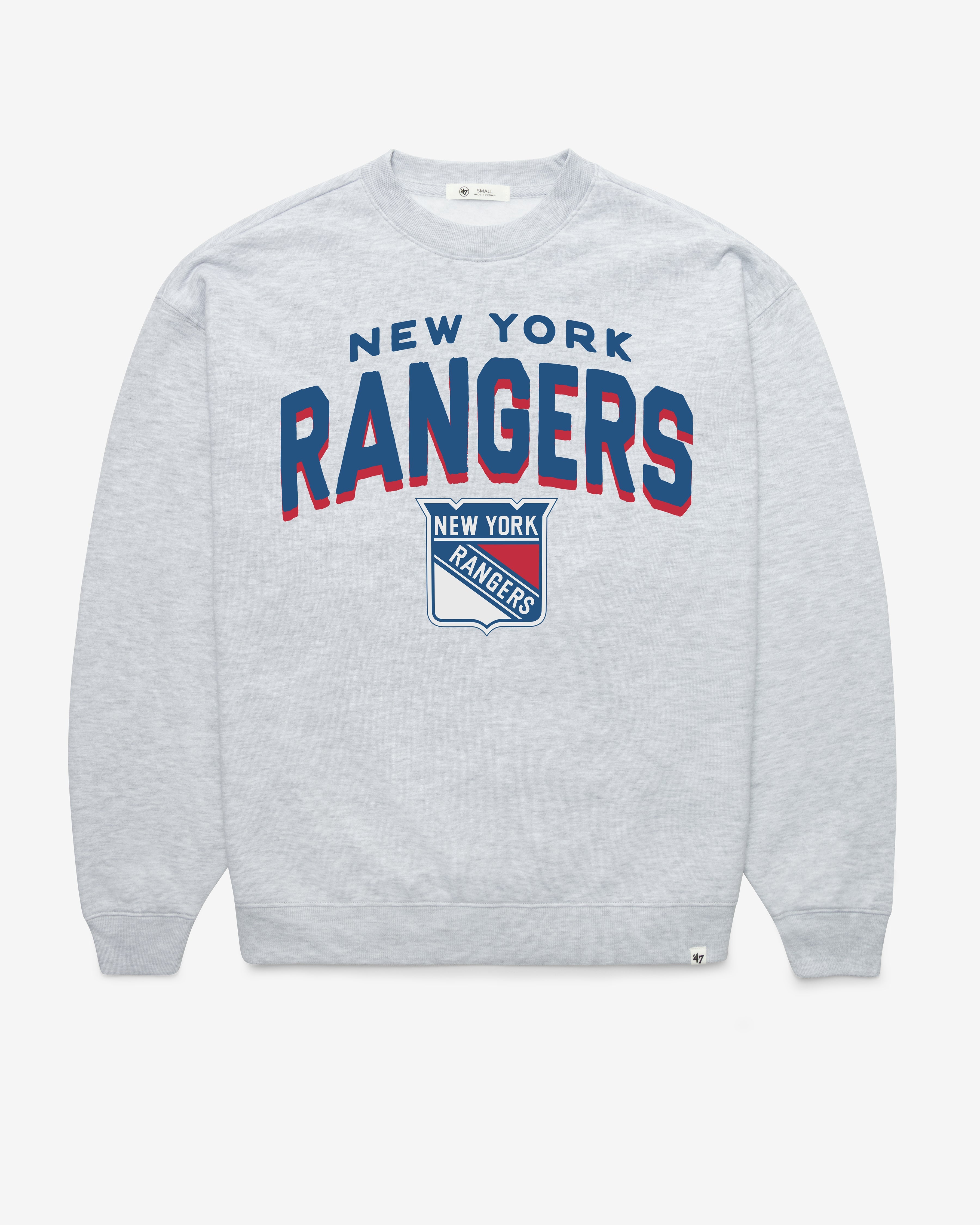 NEW YORK RANGERS CAMPUS ARCH CLOUD '47 OVERSIZED CREW WOMENS RELAY GREY