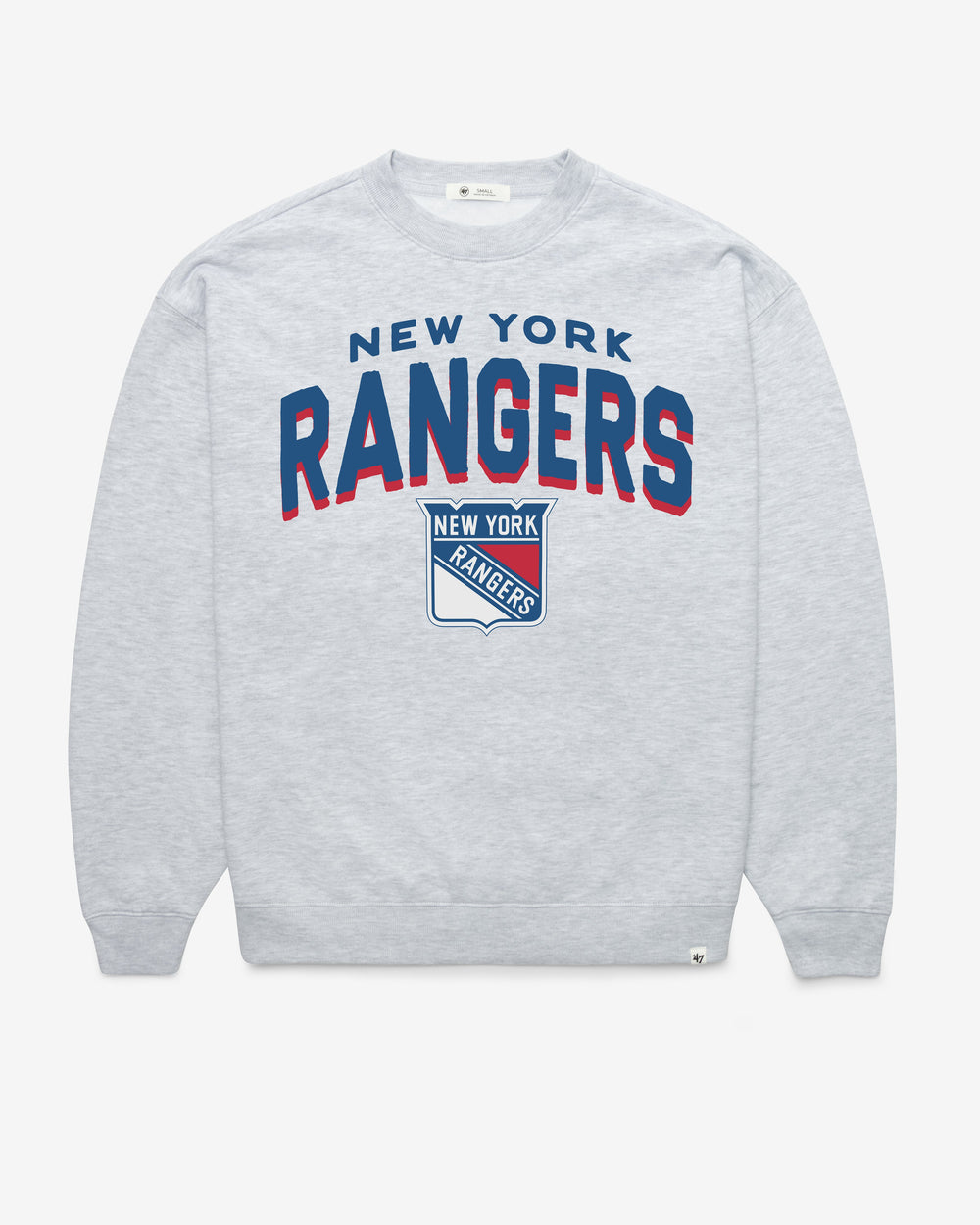 NEW YORK RANGERS CAMPUS ARCH CLOUD '47 OVERSIZED CREW WOMENS RELAY GREY